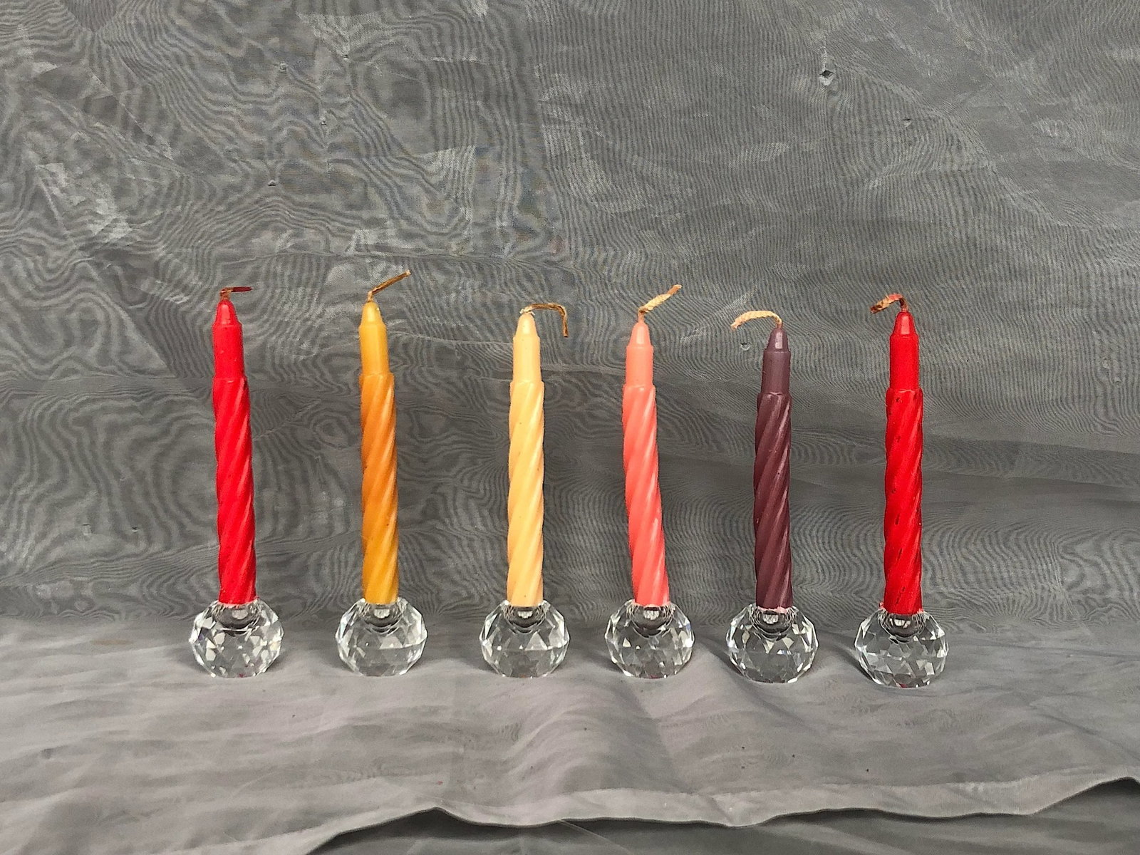 Vintage Miniature Cut Glass Crystal Can6dleholder Set Of - 2