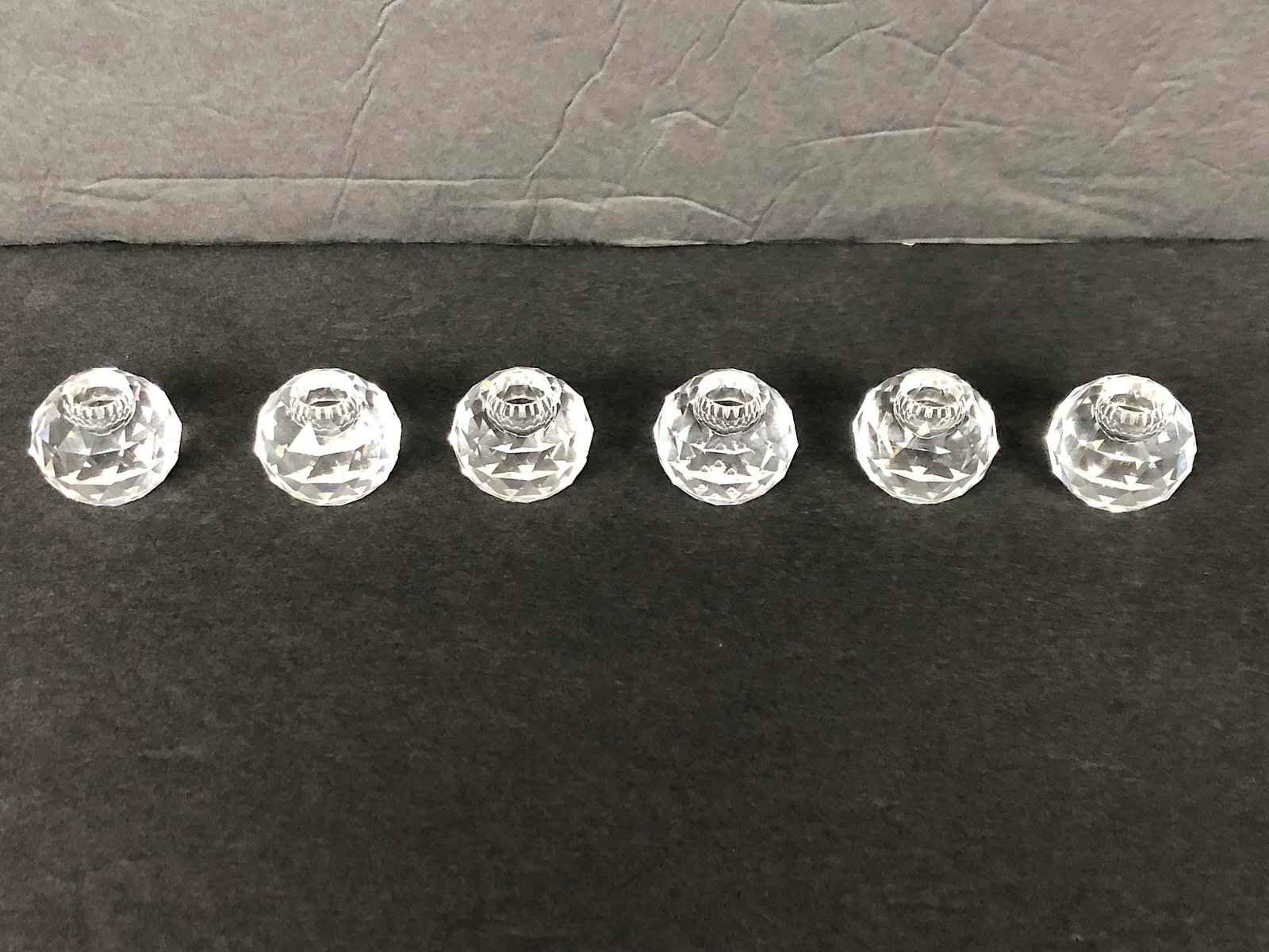 Vintage Miniature Cut Glass Crystal Can6dleholder Set Of - 6