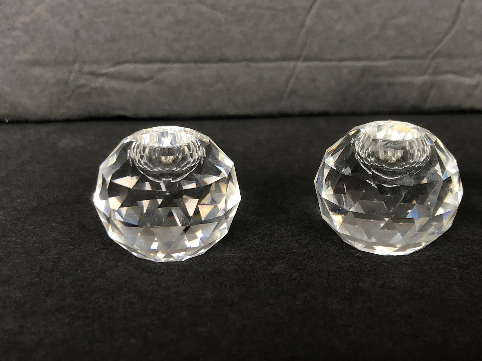 Vintage Miniature Cut Glass Crystal Can6dleholder Set Of - 7
