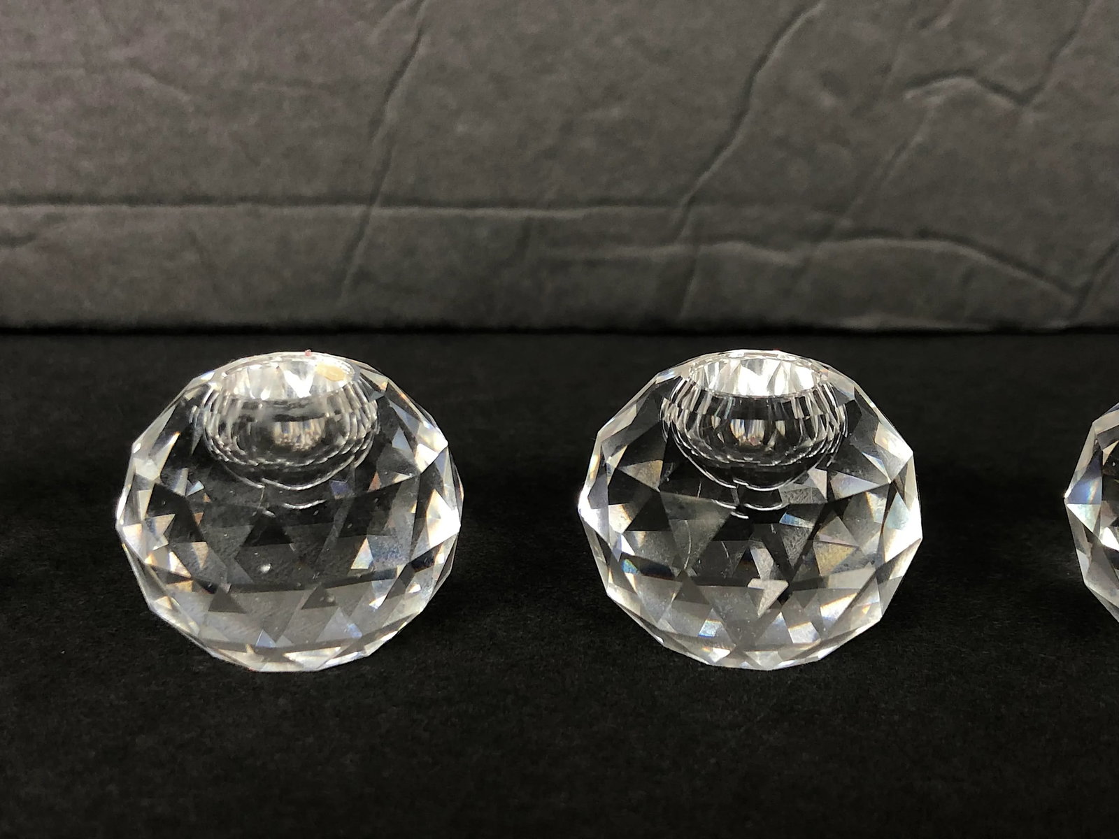 Vintage Miniature Cut Glass Crystal Can6dleholder Set Of - 8