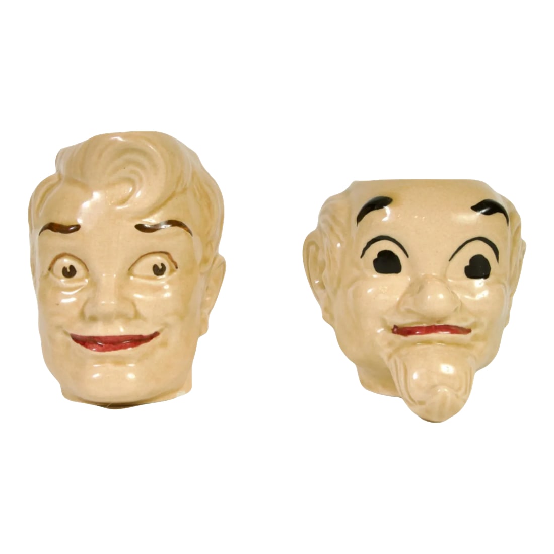 Rare Lil' Abner and Pappy Yokum Toby Mugs: Check out these very rare Lil' Abner and Pappy Yokum Cartoon Toby mugs by the famous cartoonist, Al Capp. Stamped on the bottom: U.F.S. Inc 1952 Al Capp Pearce MEASUREMENTS: Abner 3.75" x 3" x 3.5"