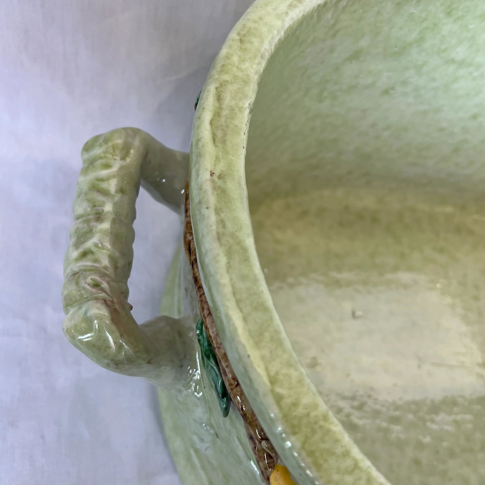 Italian Hand Painted Oval Shape Ceramic Center Piece/Planter Featuring Pear on the Branch Design - 11