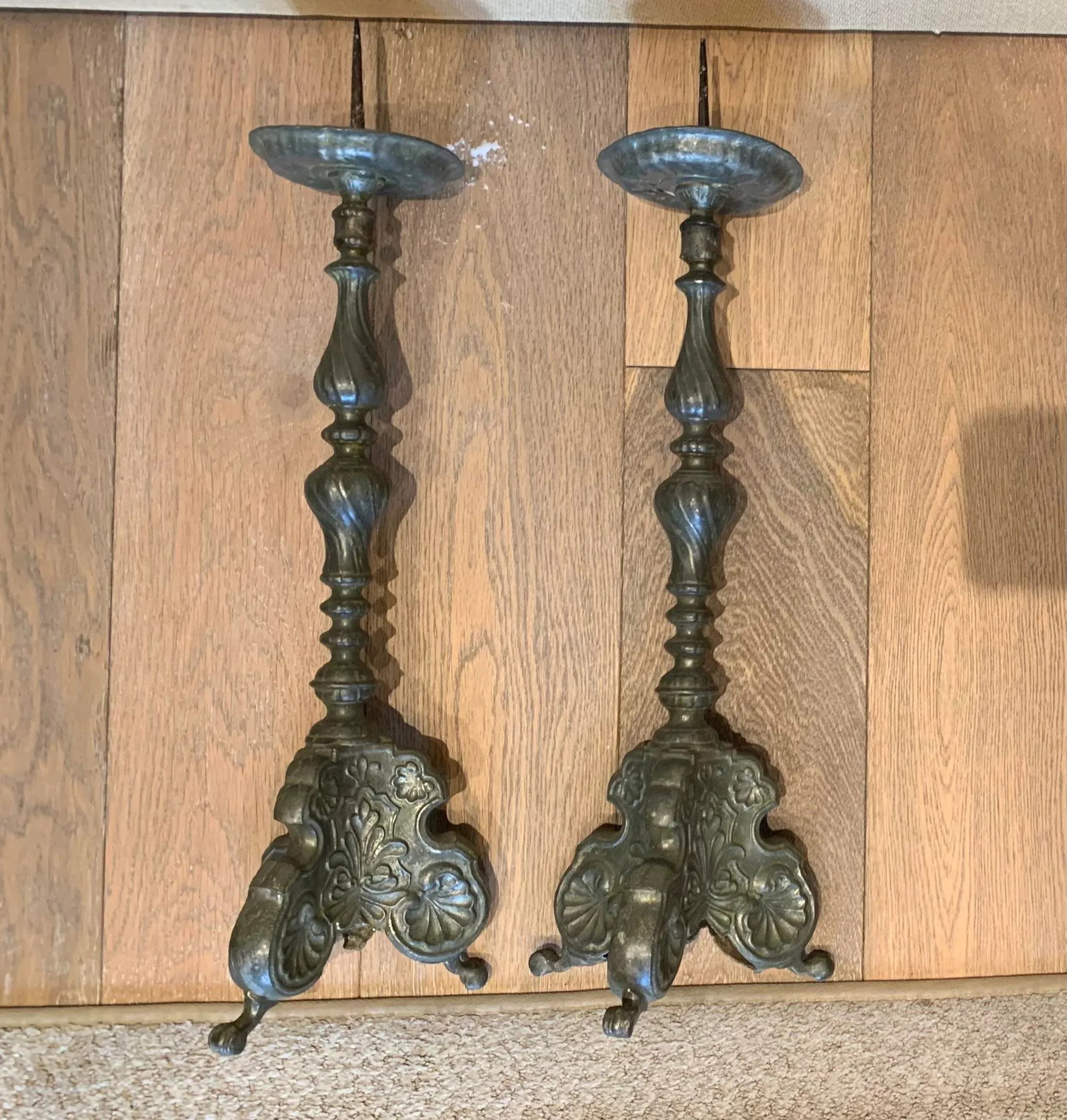 Early 20th Century Antique Austrian Altar Candle Holders - a Pair - 11