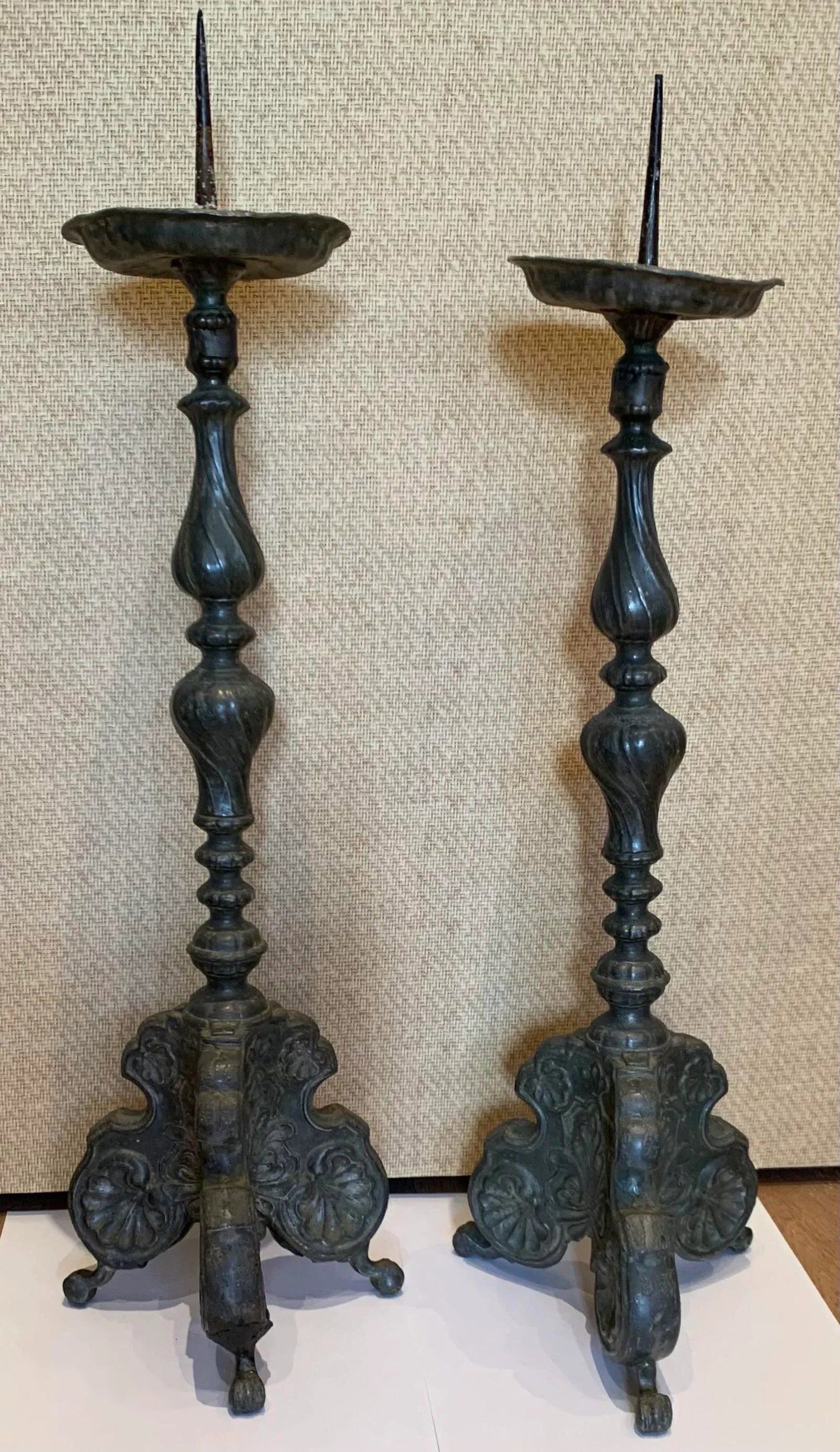 Early 20th Century Antique Austrian Altar Candle Holders - a Pair - 12