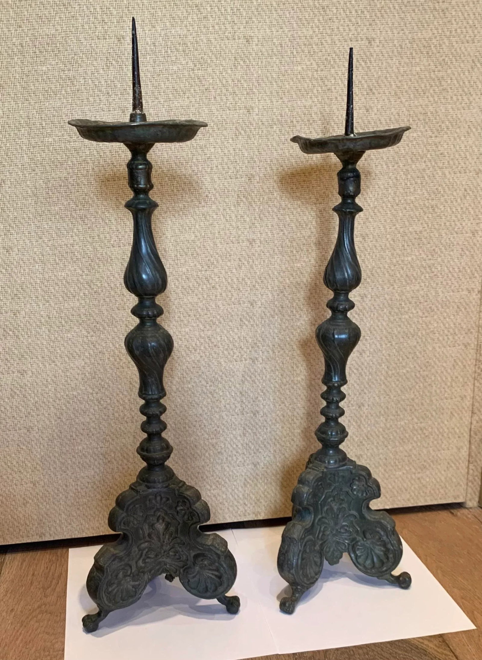 Early 20th Century Antique Austrian Altar Candle Holders - a Pair - 4