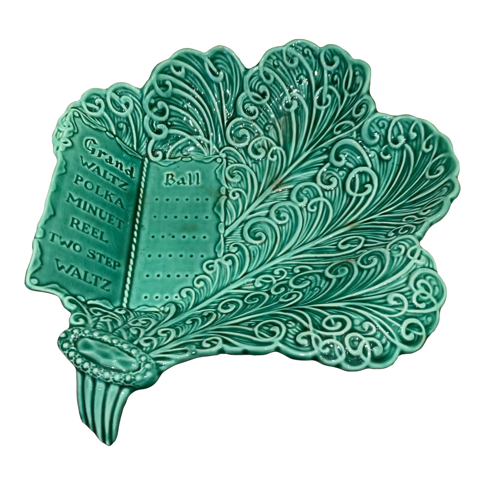 Mid 20th Century Beswick Ball Dance Plate: Vintage Beswick Ball Dance Plate. Green Glaze on ceramic with an art nouveau motif. Condition: Alterations: Original Condition Unaltered Imperfections: Some Imperfections Condition Notes: Like new