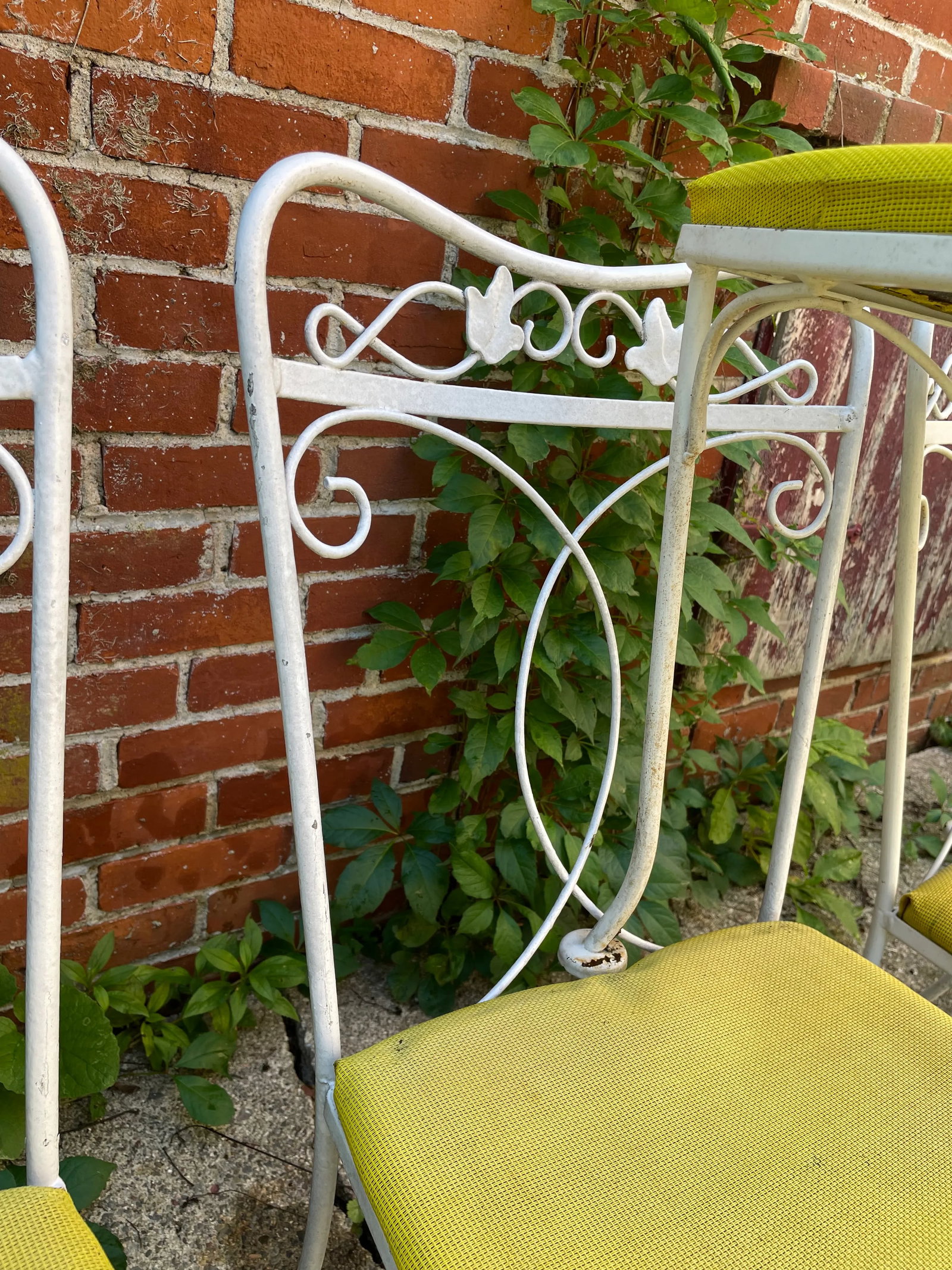 Vintage Wrought Iron Outdoor Patio Chairs Set of 6 - 2