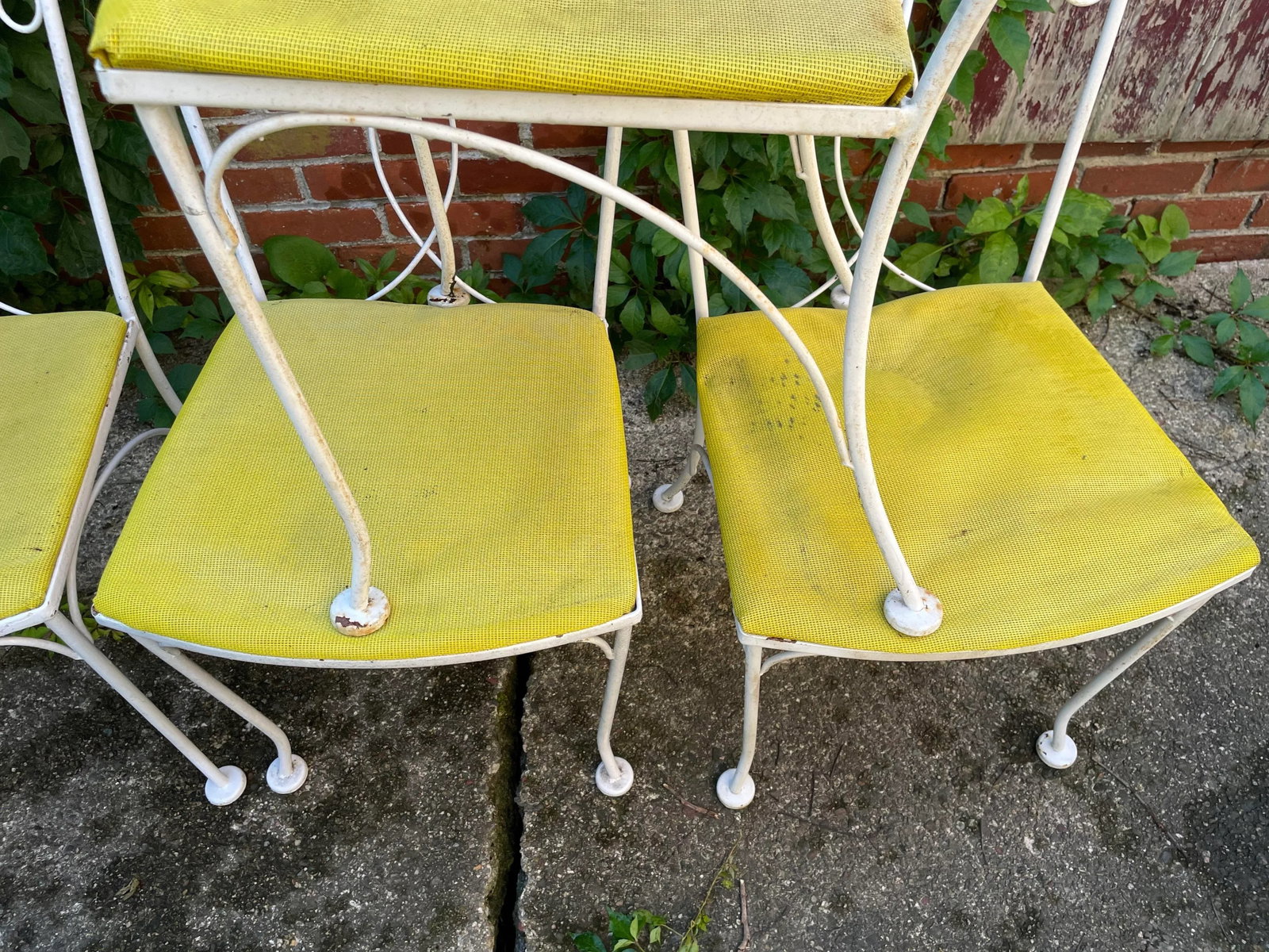 Vintage Wrought Iron Outdoor Patio Chairs Set of 6 - 5