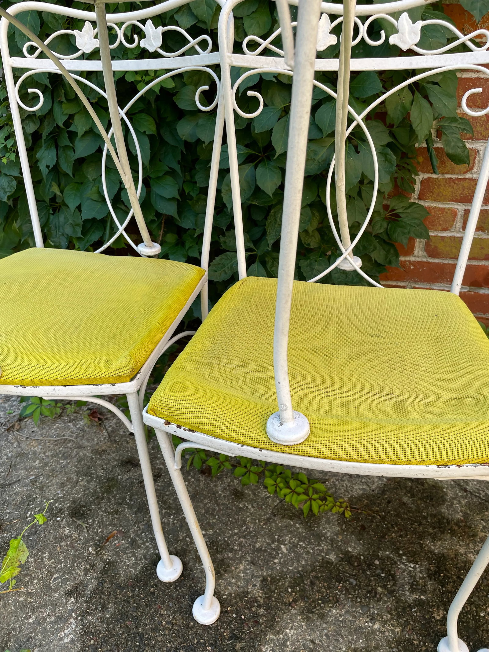 Vintage Wrought Iron Outdoor Patio Chairs Set of 6 - 8