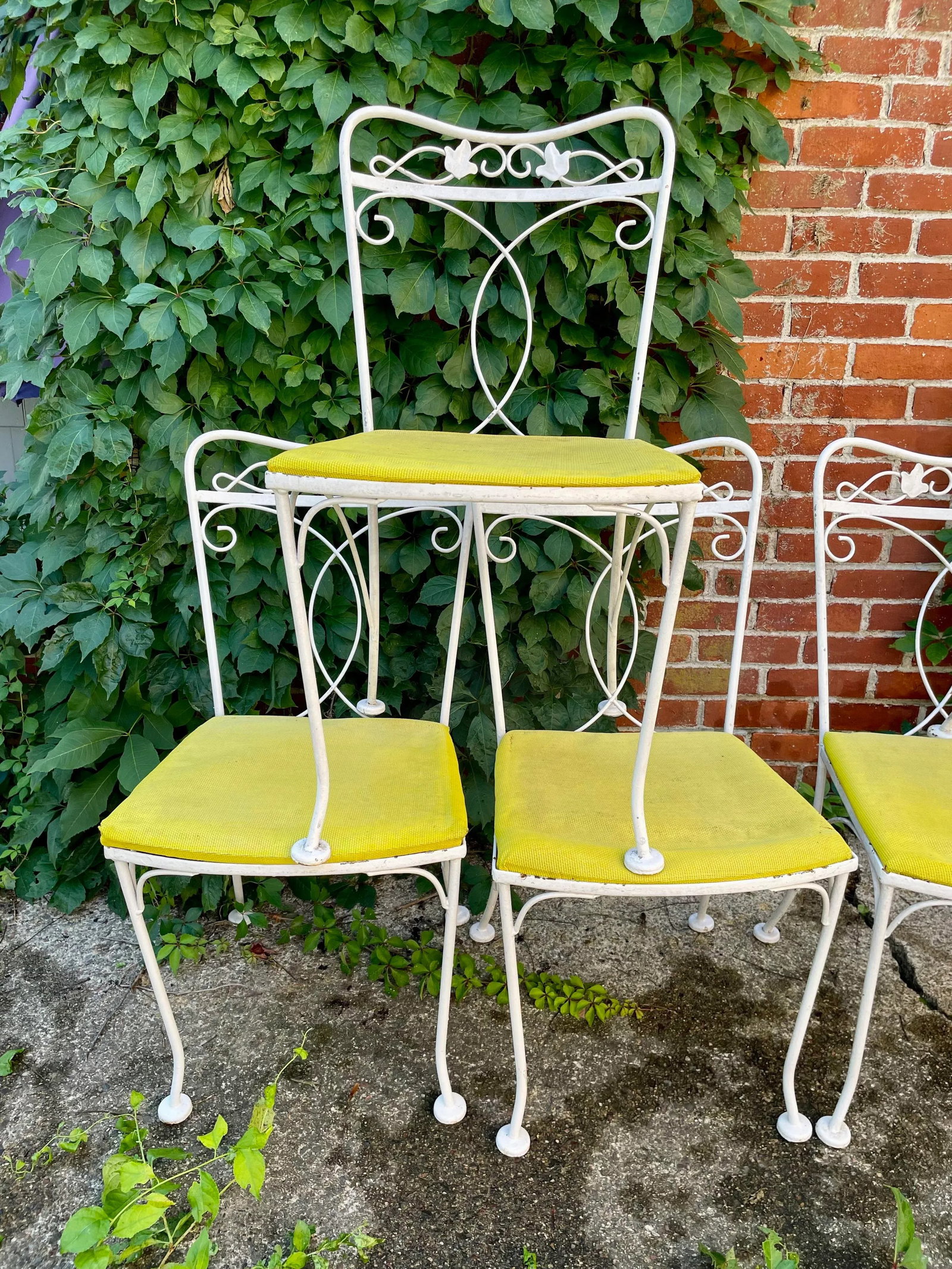 Vintage Wrought Iron Outdoor Patio Chairs Set of 6 - 9