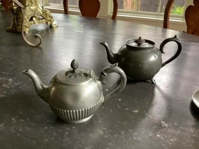 Antique English and American Pewter Teapots Set- 4 Pieces - 6