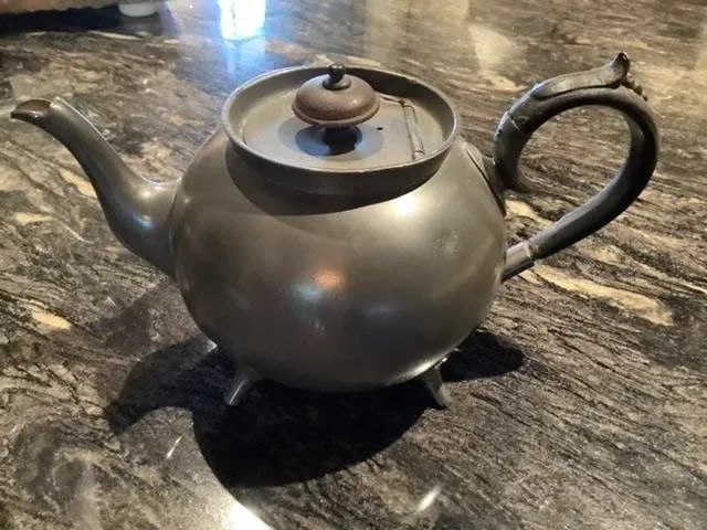 Antique English and American Pewter Teapots Set- 4 Pieces - 8