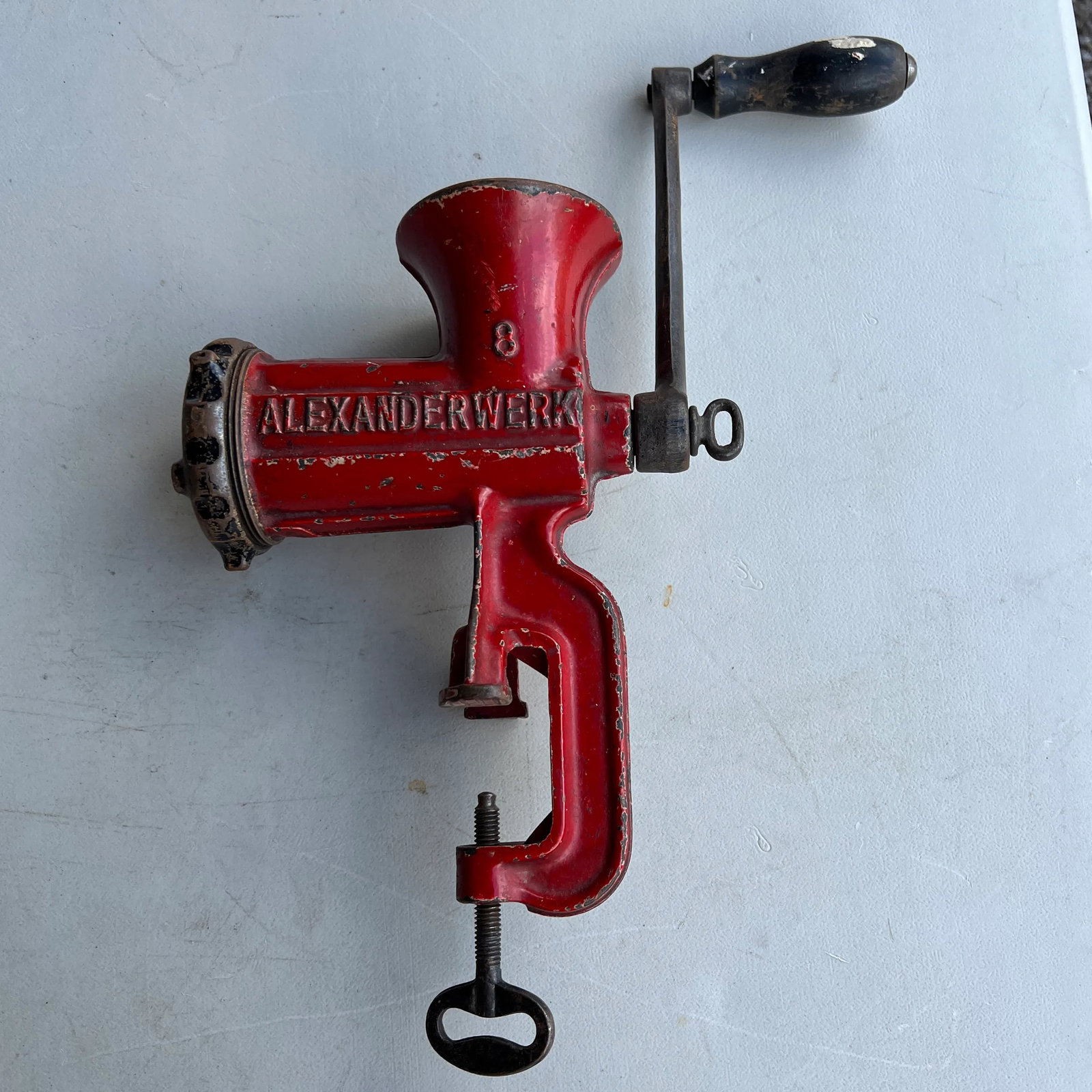 Antique Manual Alexanderwerk 8 Food Red Decorative Meat Grinder - 4