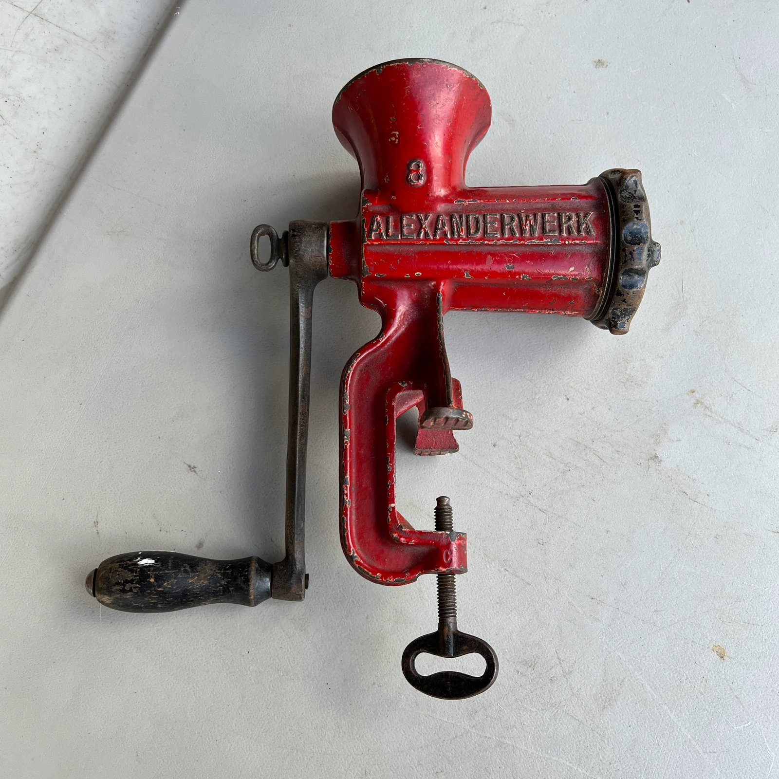 Antique Manual Alexanderwerk 8 Food Red Decorative Meat Grinder - 9
