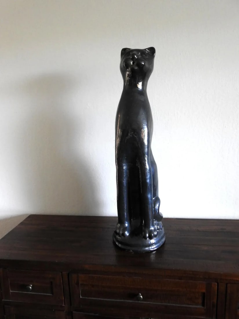 1970s Artisan Clay Cat Sculpture - 2