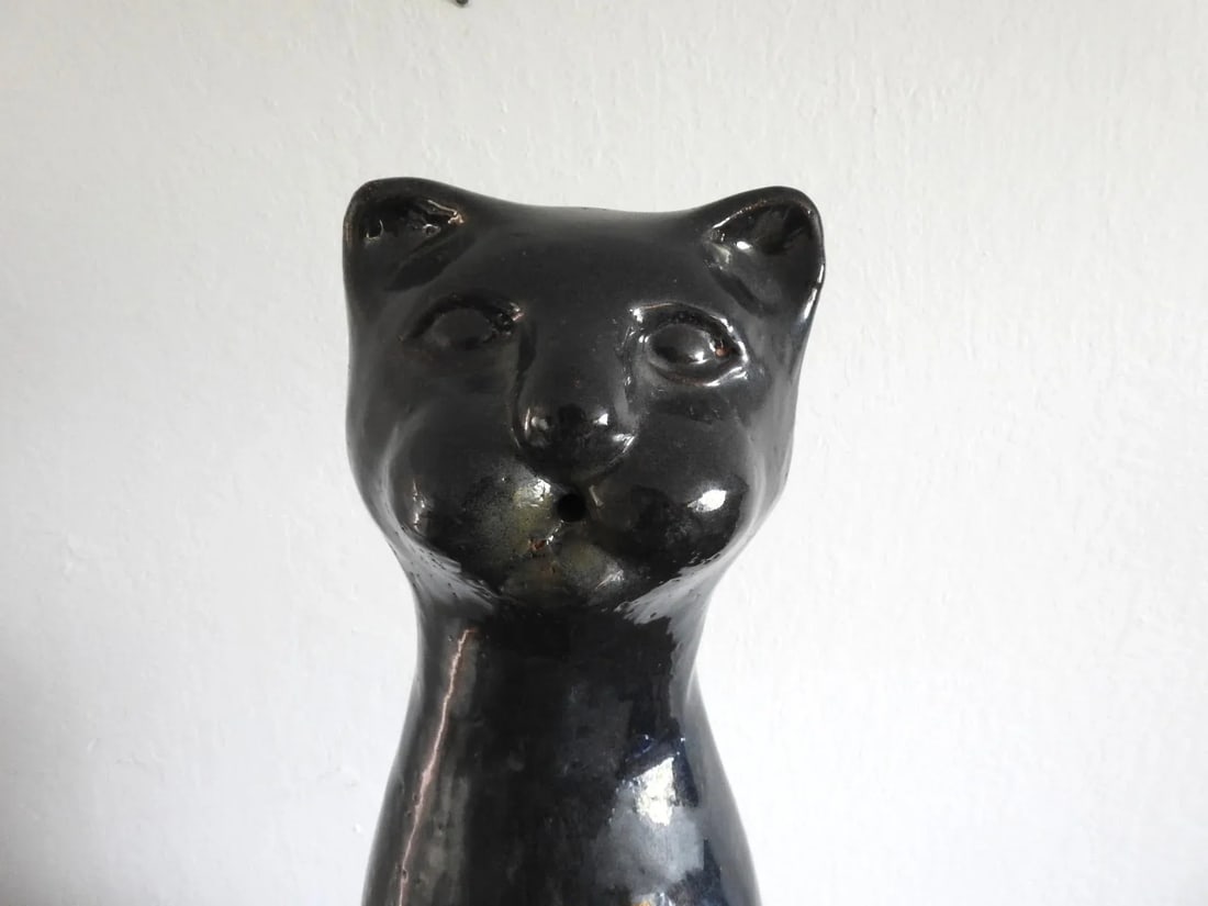 1970s Artisan Clay Cat Sculpture - 3