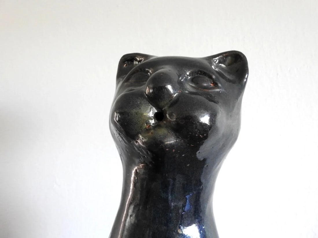 1970s Artisan Clay Cat Sculpture - 4