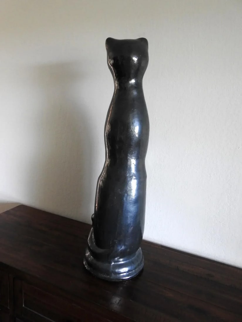 1970s Artisan Clay Cat Sculpture - 5