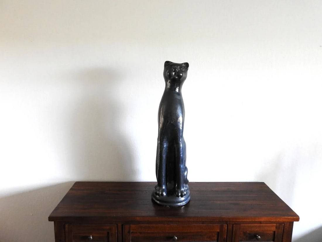 1970s Artisan Clay Cat Sculpture - 7
