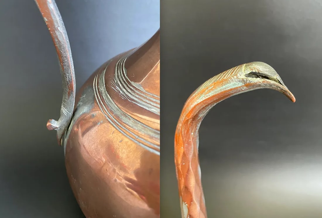 Antique 19th Century Persian Tinned Copper Aftaba Pitcher - 11