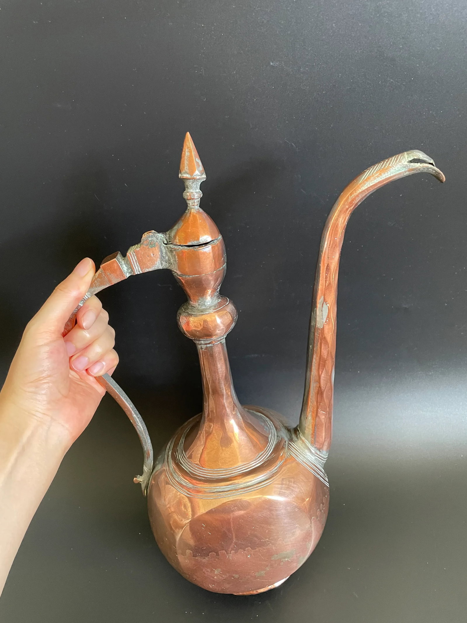 Antique 19th Century Persian Tinned Copper Aftaba Pitcher - 12
