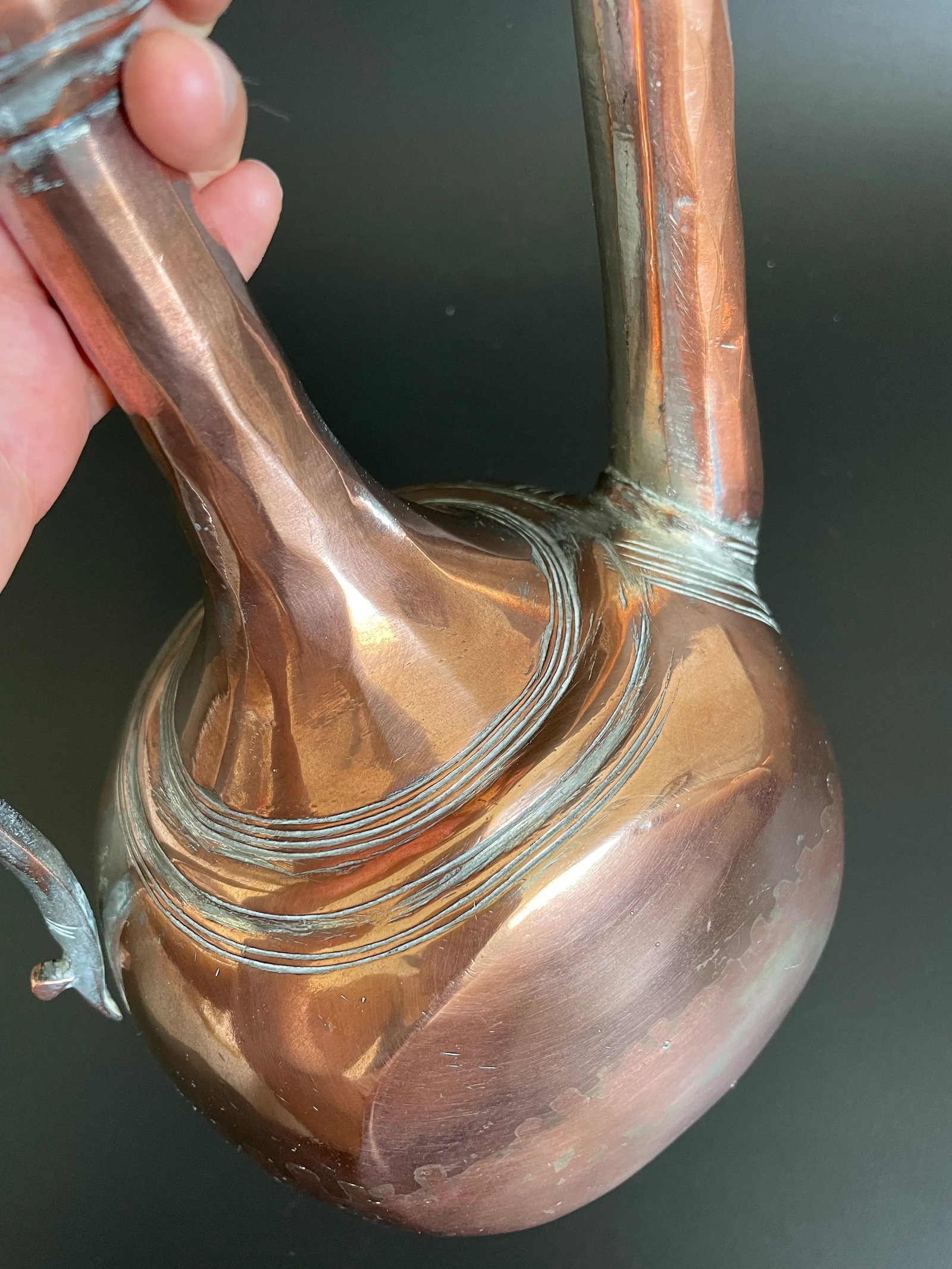 Antique 19th Century Persian Tinned Copper Aftaba Pitcher - 8