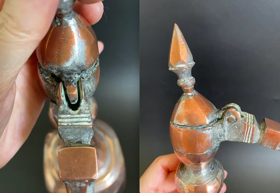 Antique 19th Century Persian Tinned Copper Aftaba Pitcher - 9