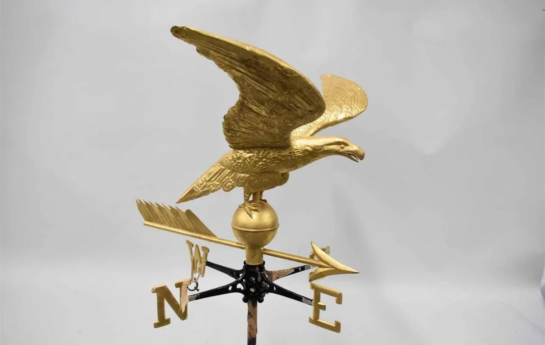 Mid 19th Century Gilt Painted Eagle Form Copper Weathervane - 2