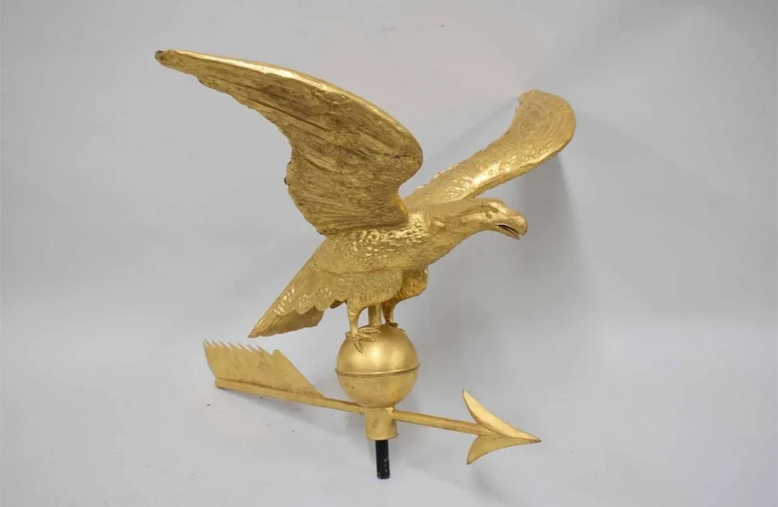 Mid 19th Century Gilt Painted Eagle Form Copper Weathervane - 3