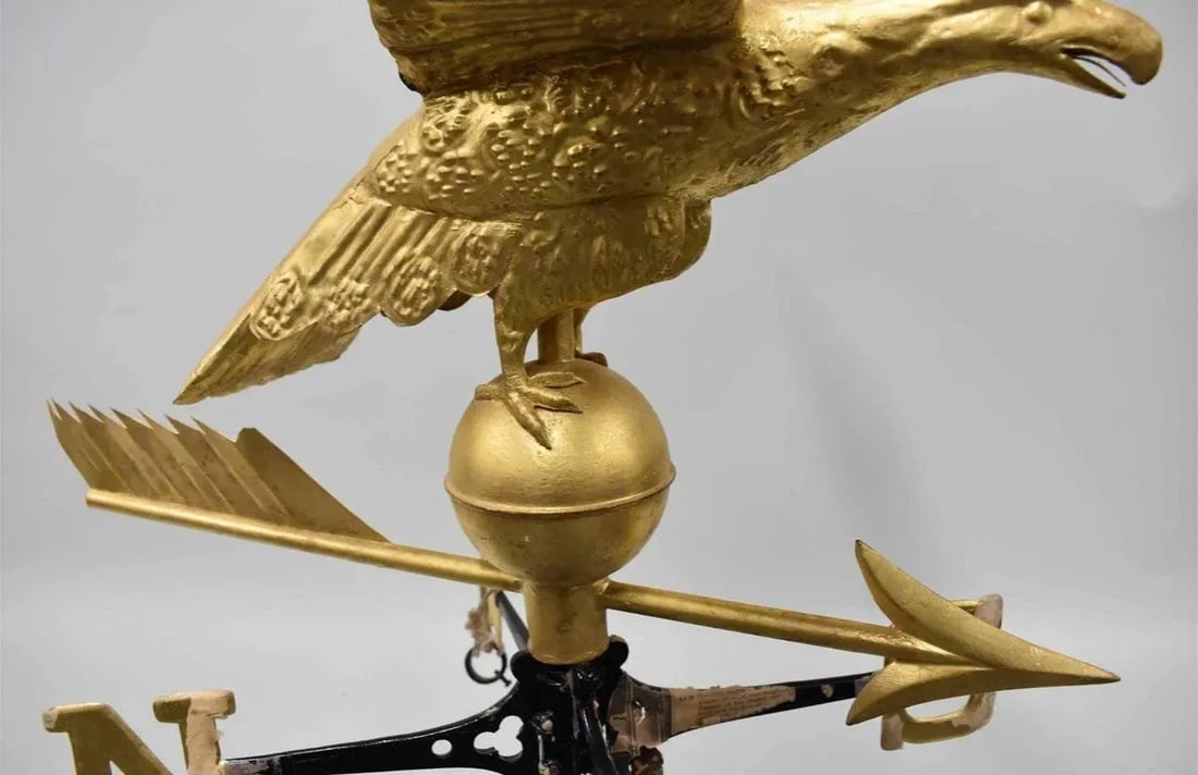 Mid 19th Century Gilt Painted Eagle Form Copper Weathervane - 7