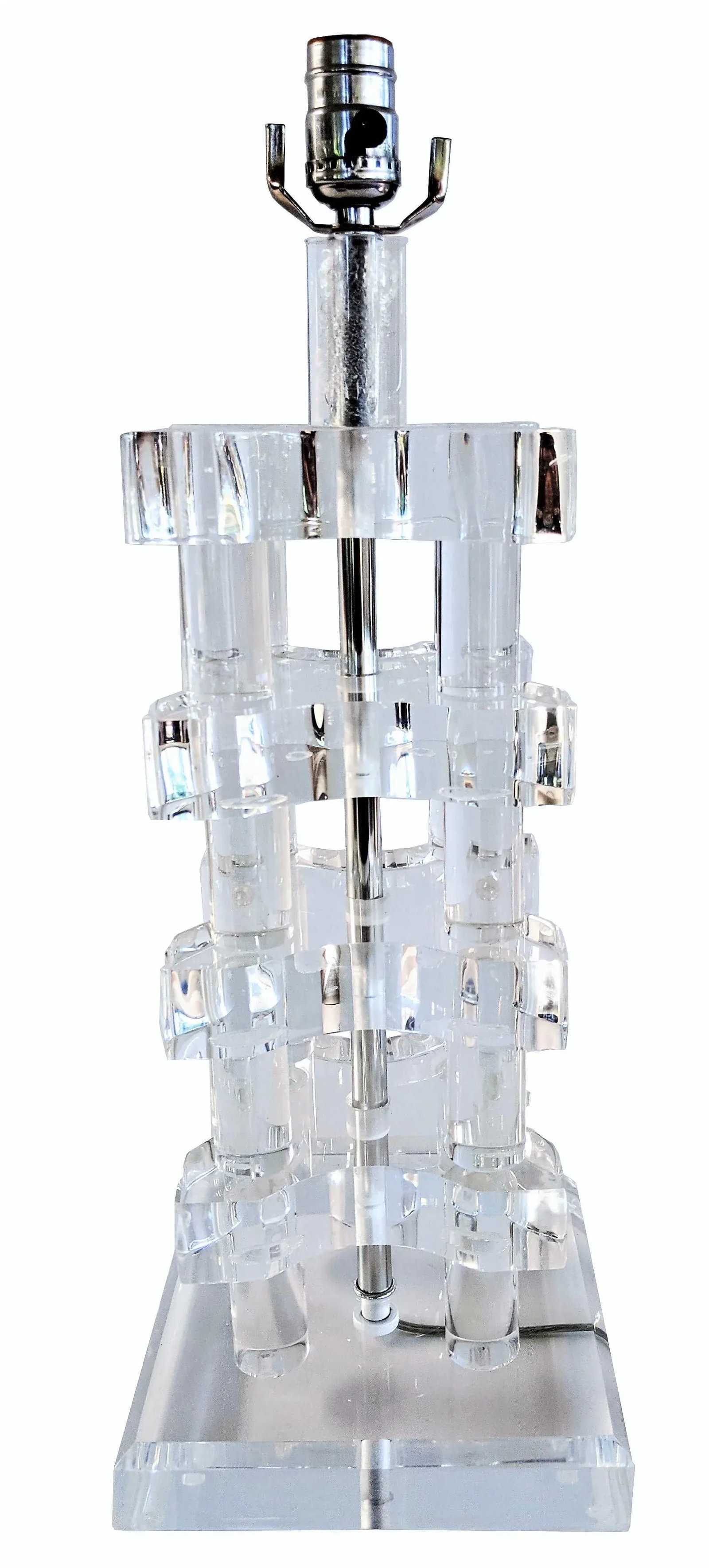 Vintage Mid-Century Modern Stacked Lucite Acrylic Table Lamp - 11