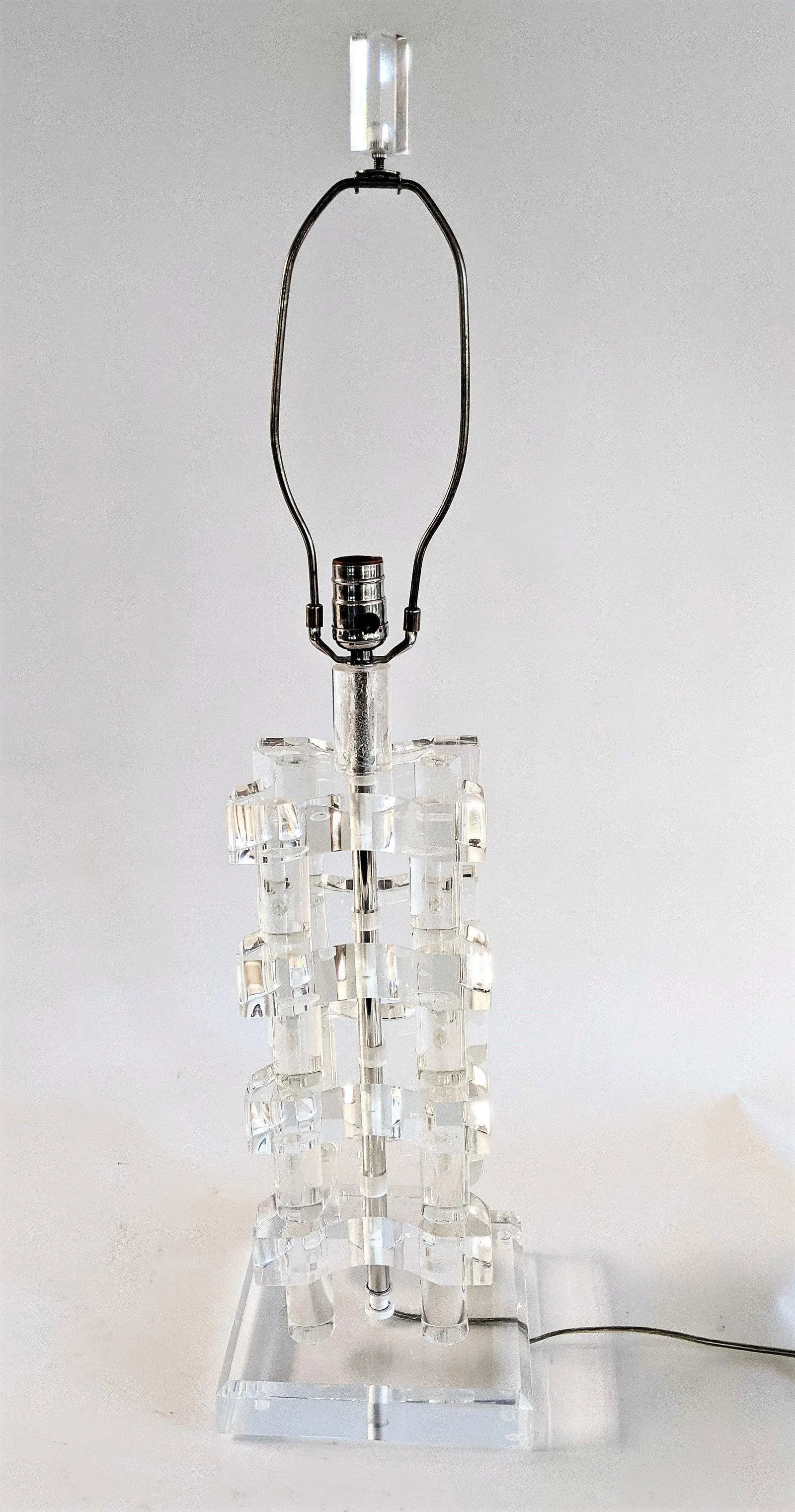 Vintage Mid-Century Modern Stacked Lucite Acrylic Table Lamp - 2