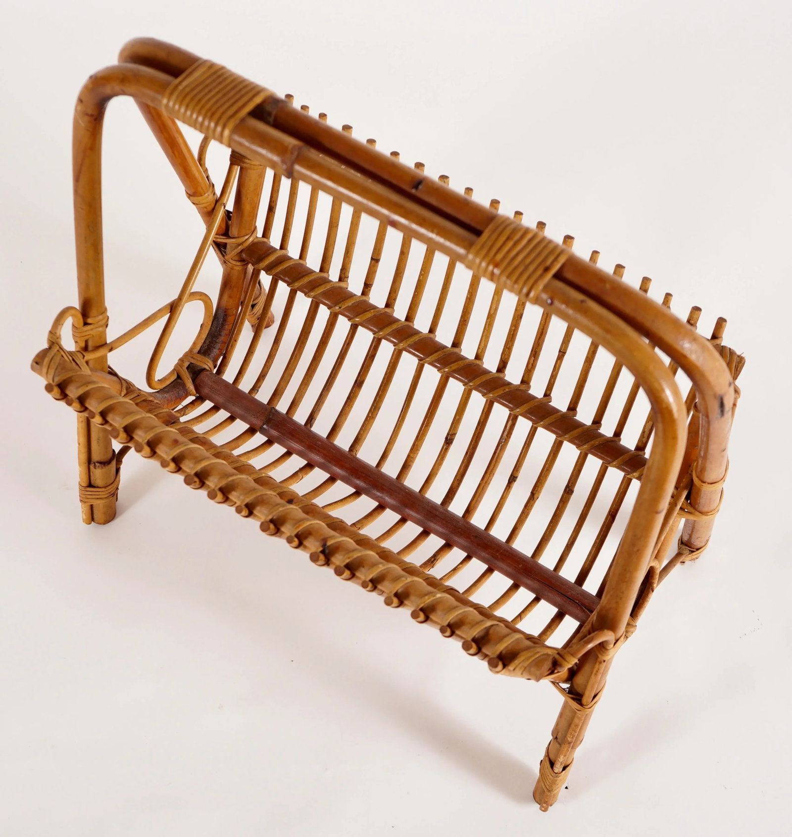 Franco Albini Style Rattan and Bamboo Magazine Rack - 12