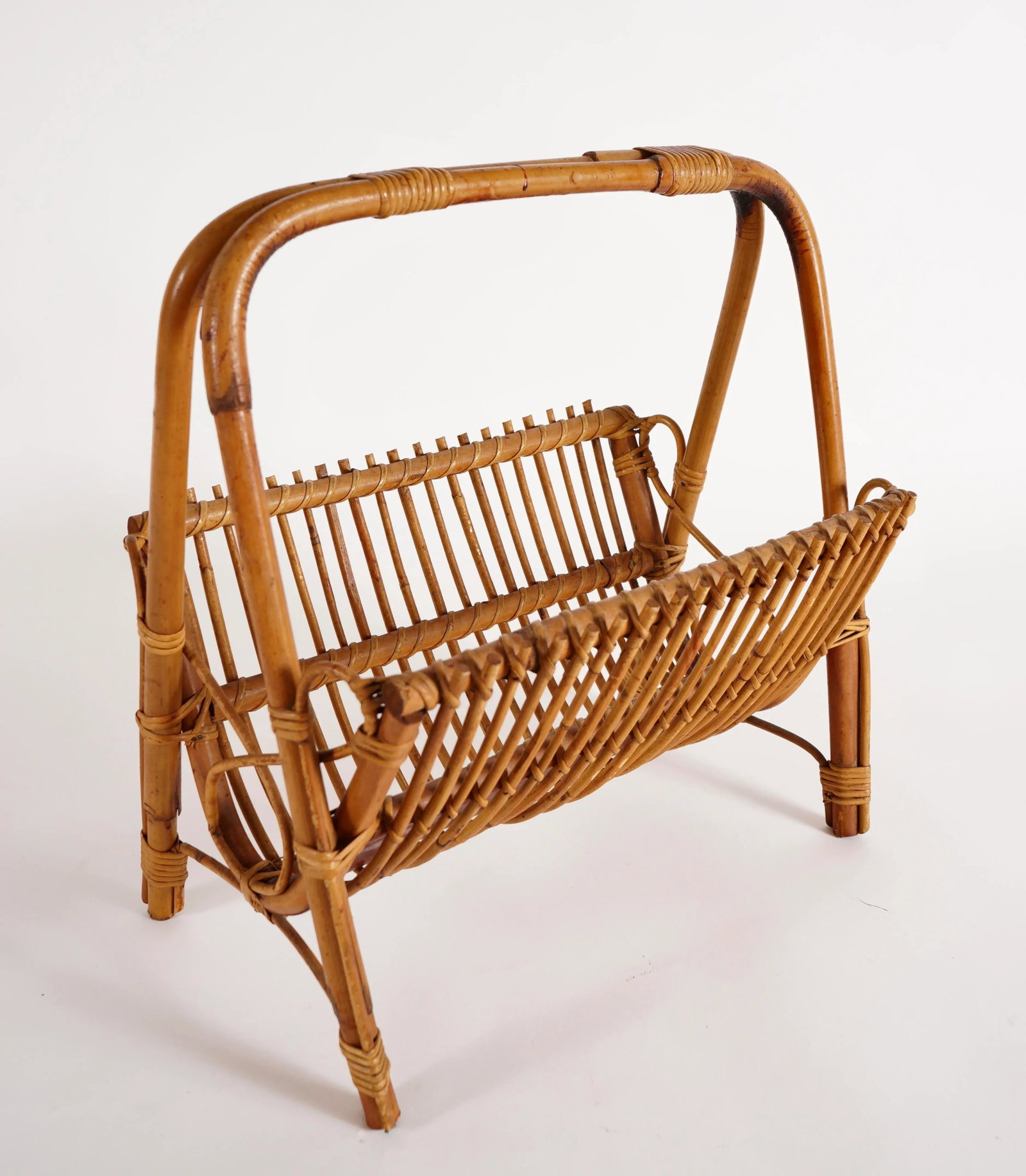 Franco Albini Style Rattan and Bamboo Magazine Rack - 13