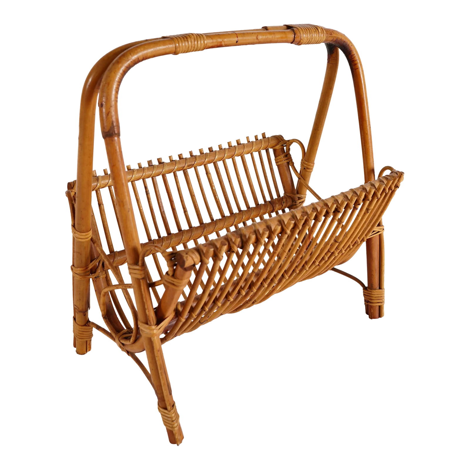 Franco Albini Style Rattan and Bamboo Magazine Rack (1 of 13)