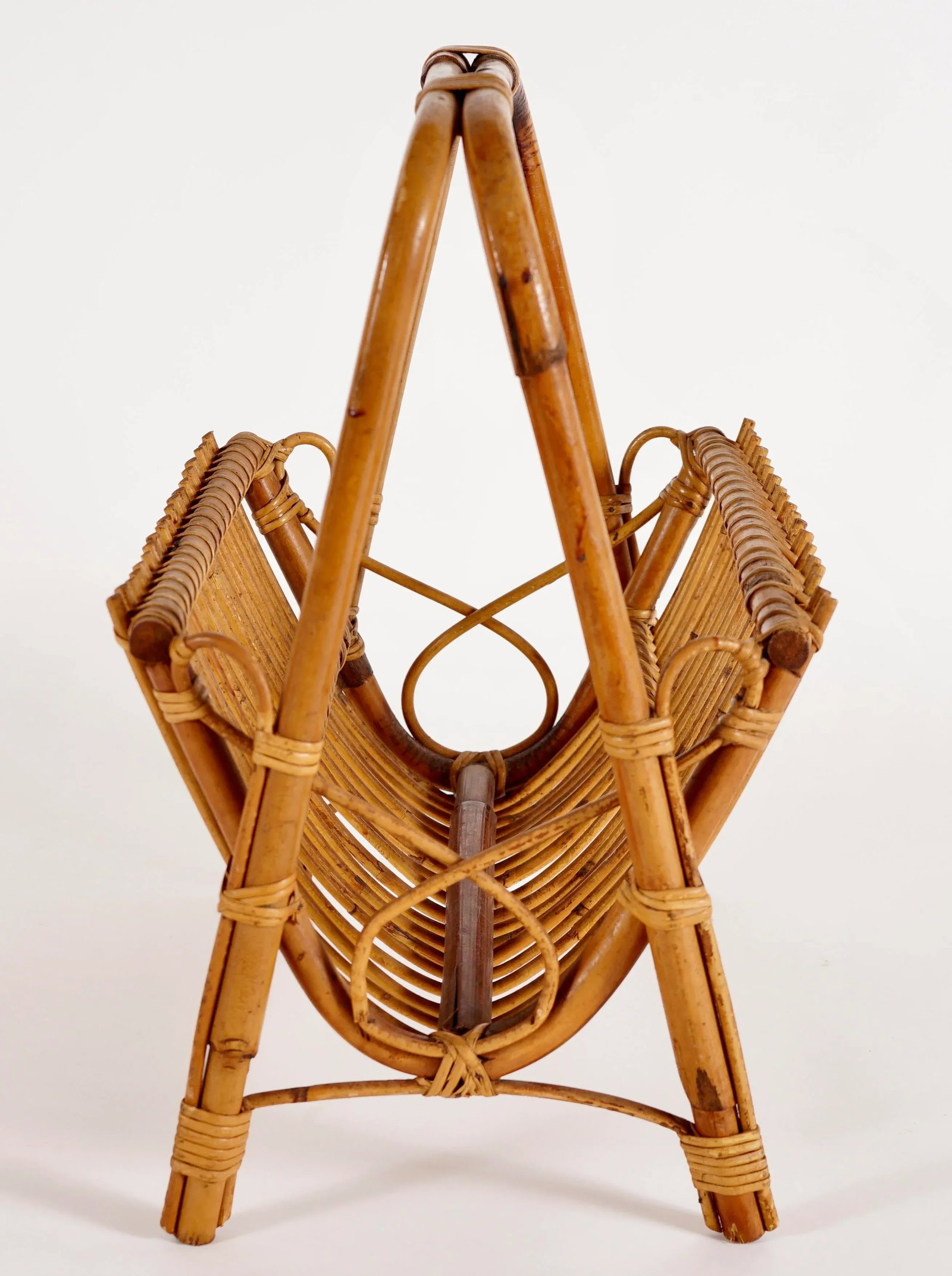 Franco Albini Style Rattan and Bamboo Magazine Rack - 3