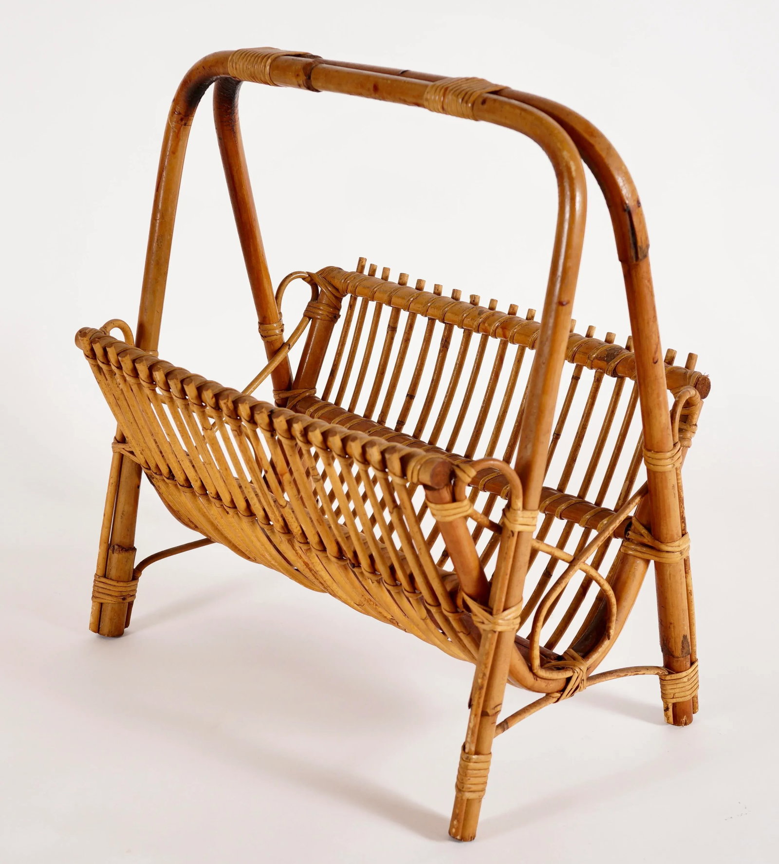 Franco Albini Style Rattan and Bamboo Magazine Rack - 6