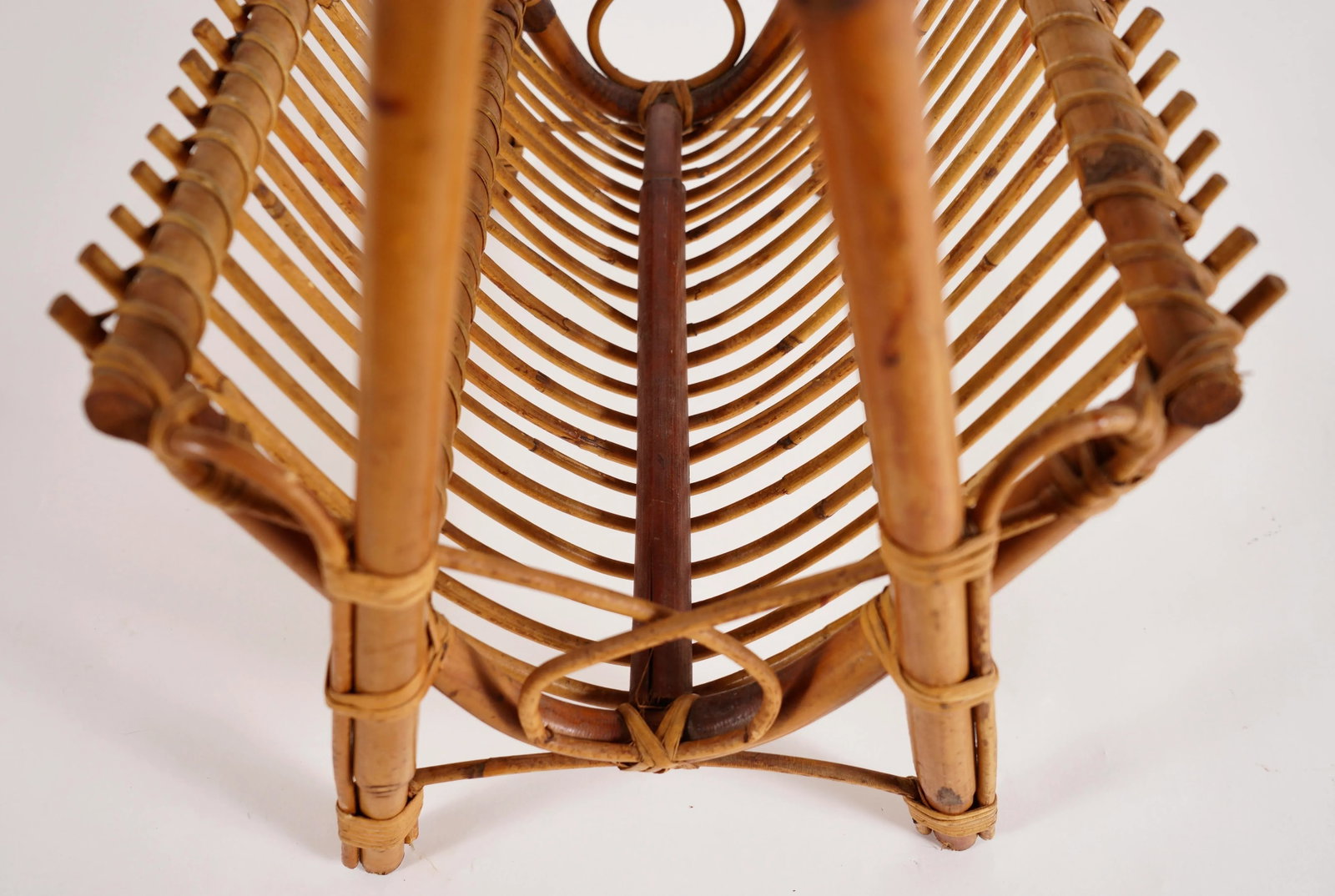 Franco Albini Style Rattan and Bamboo Magazine Rack - 7