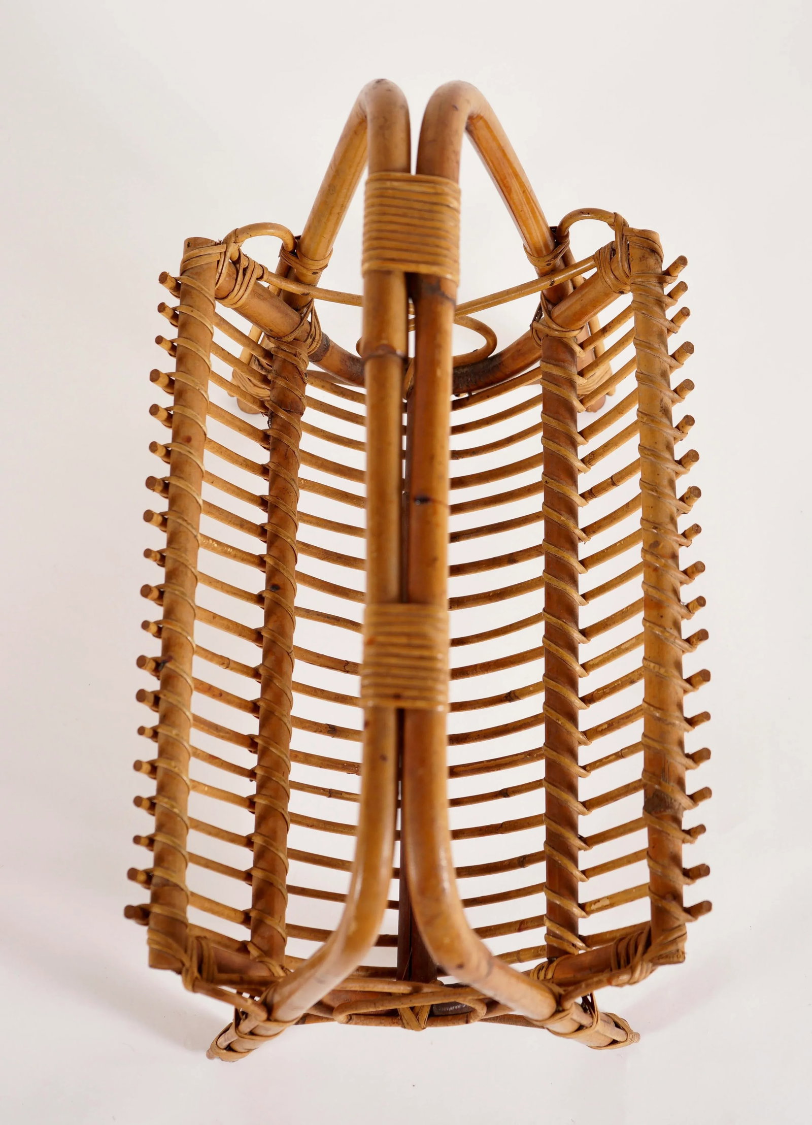 Franco Albini Style Rattan and Bamboo Magazine Rack - 9