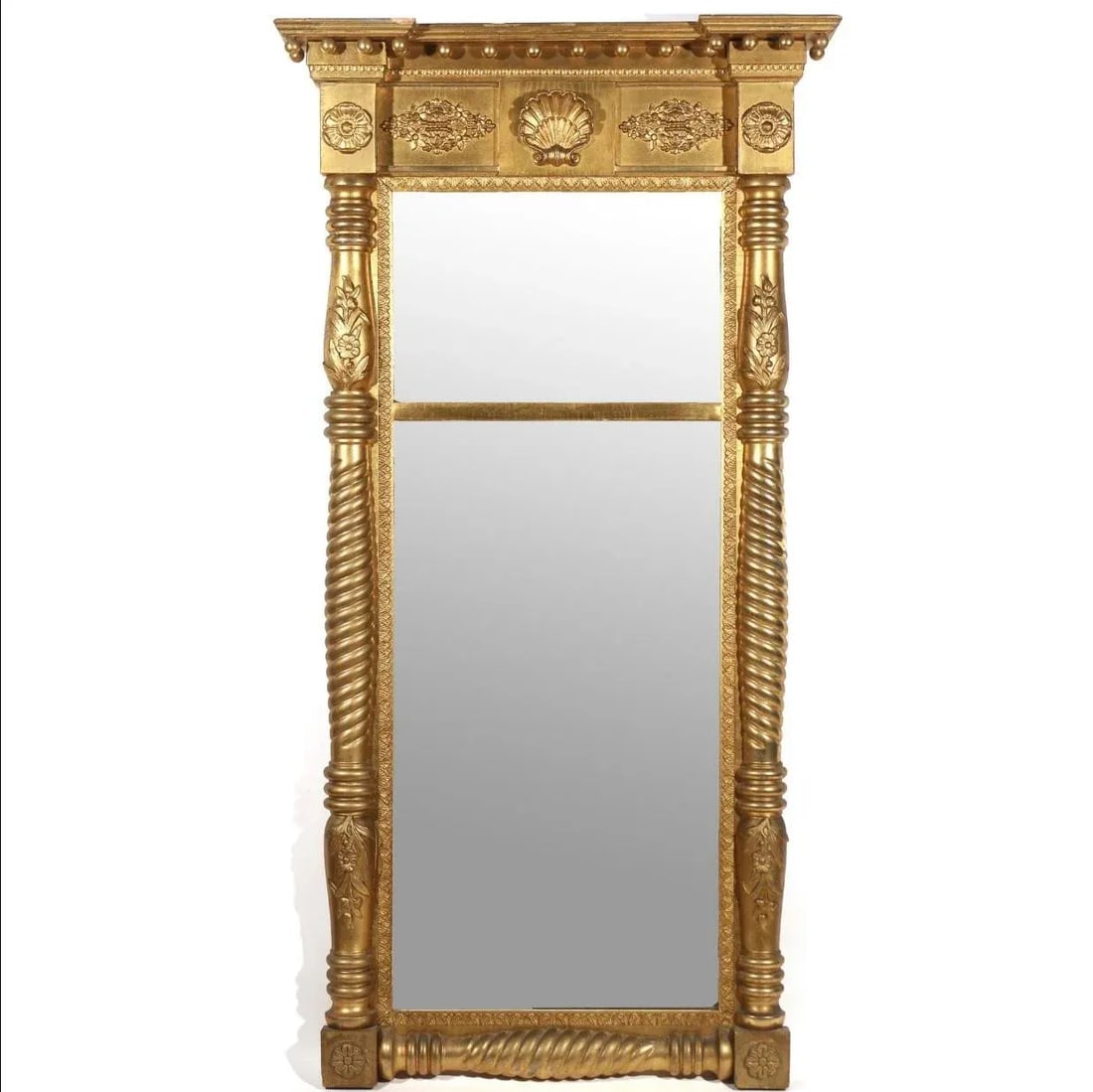 Mid 19th Century American Half Spindle Giltwood Tabernacle Pier Mirror - 6