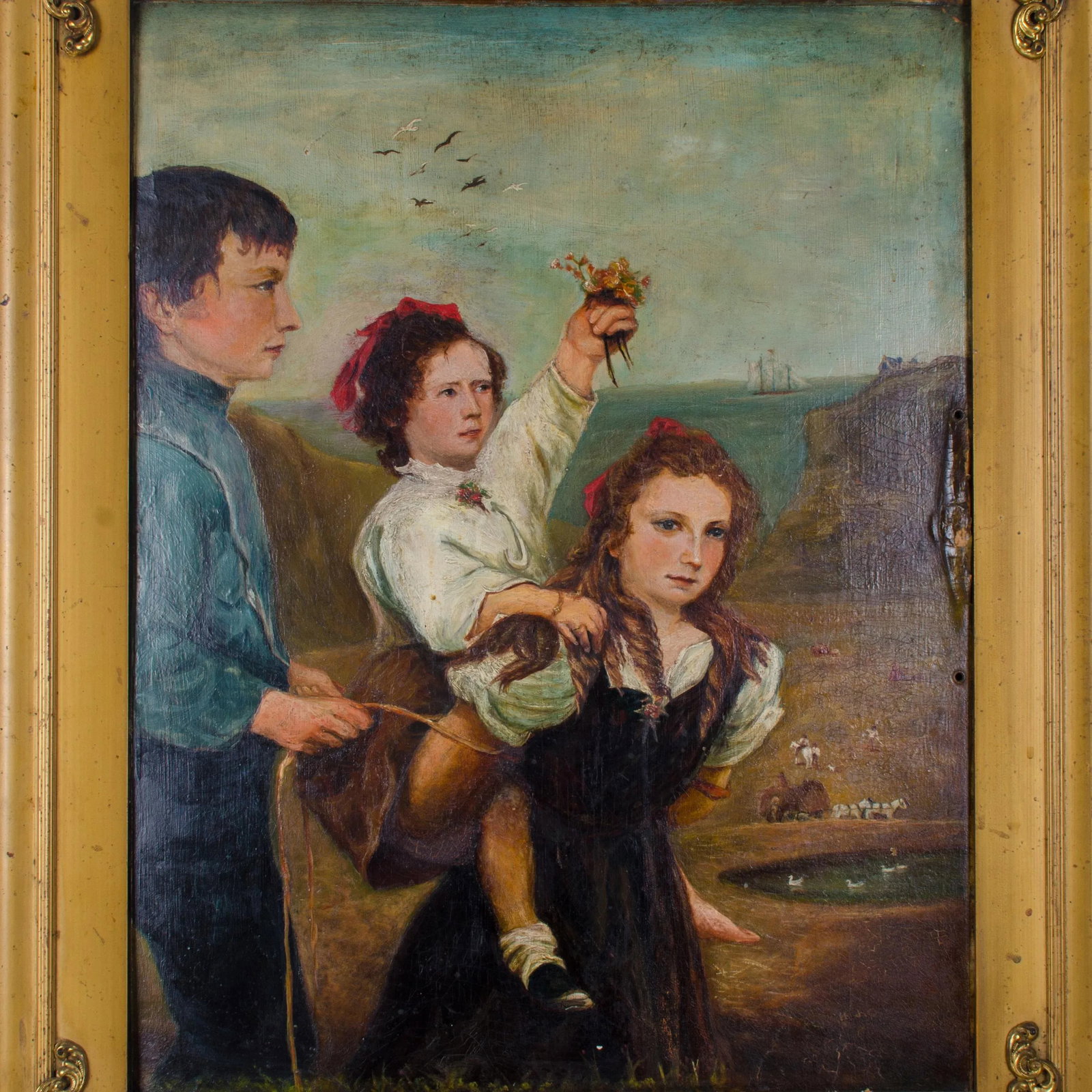 Philadelphia Folk Art Shoreline Family Portrait Painting - 4