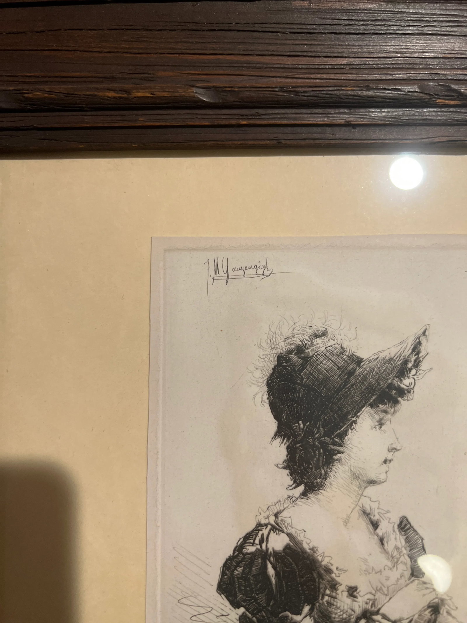 Ignaz Marcel Gaugengigl (German, 1855-1932) Profile of a Women Drypoint Etching - 2
