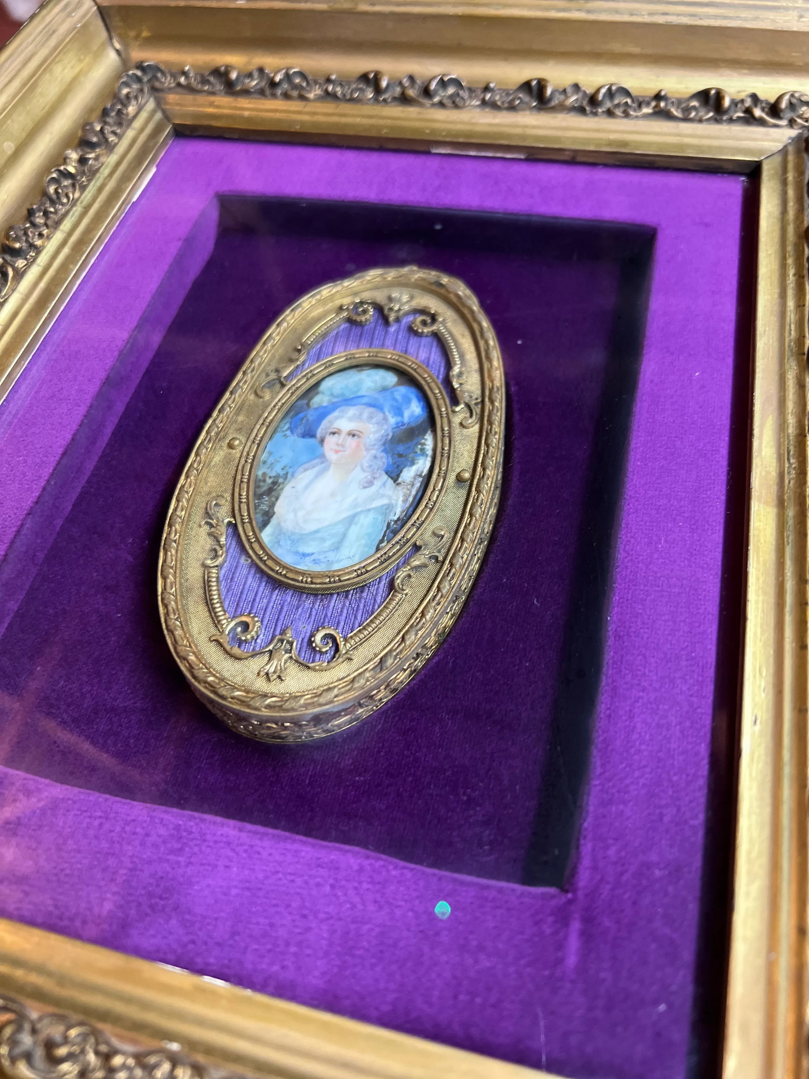 19th Century French d'Ore Bronze Enameled Portrait of a Noble Lady - 3
