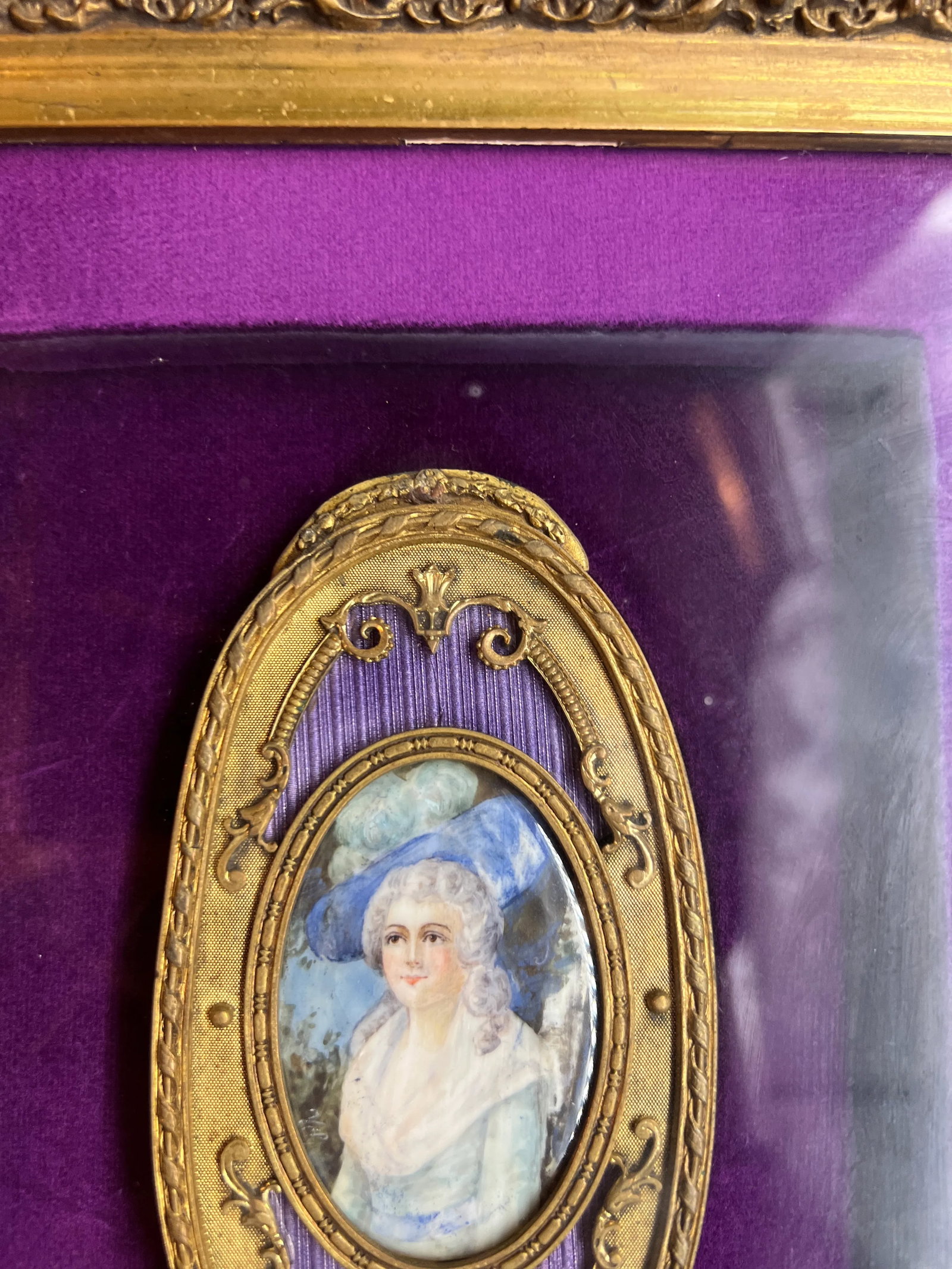 19th Century French d'Ore Bronze Enameled Portrait of a Noble Lady - 6