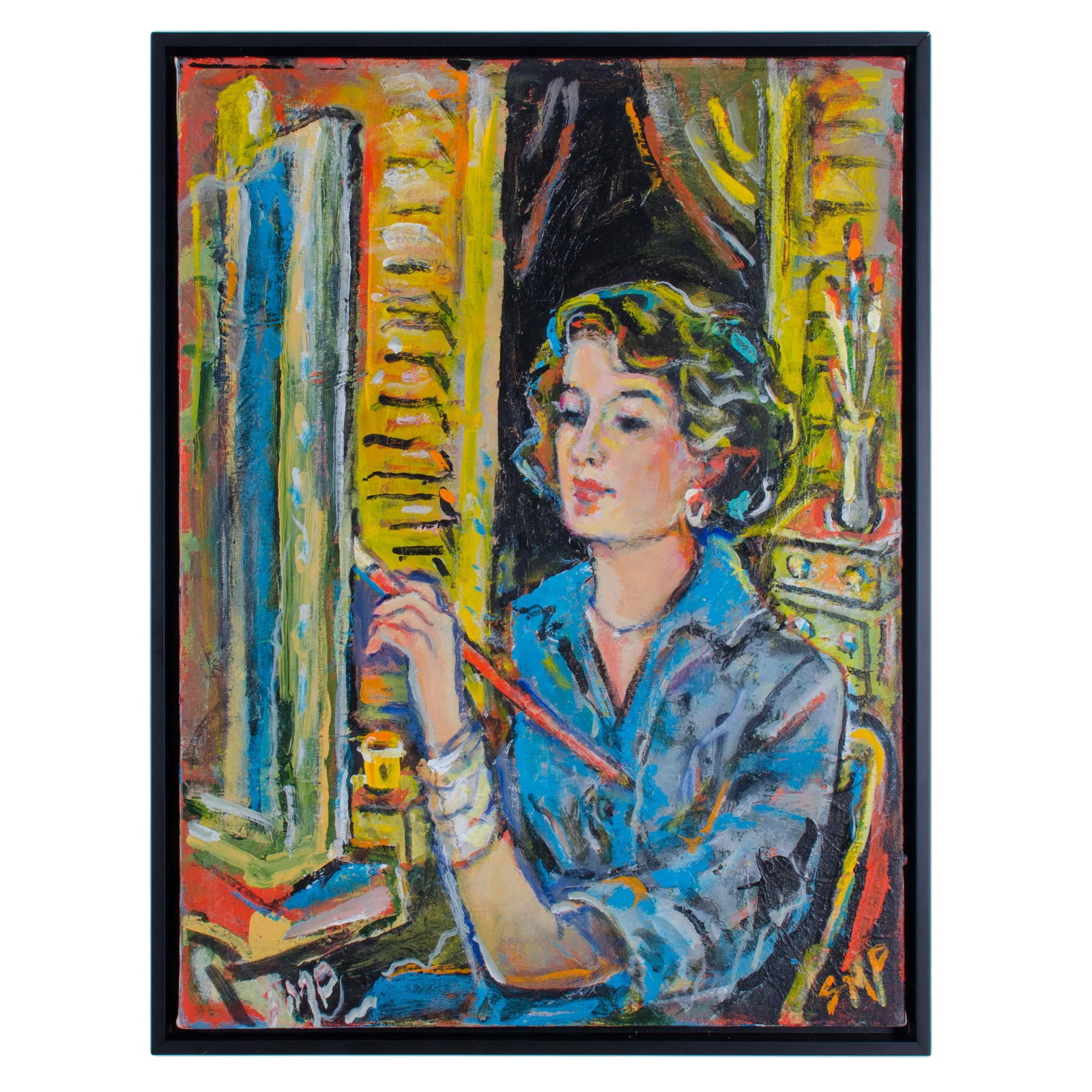 Abstract Oil Painting on Canvas, "Self-Portrait" by Suzanne McCullough Plowden - 4