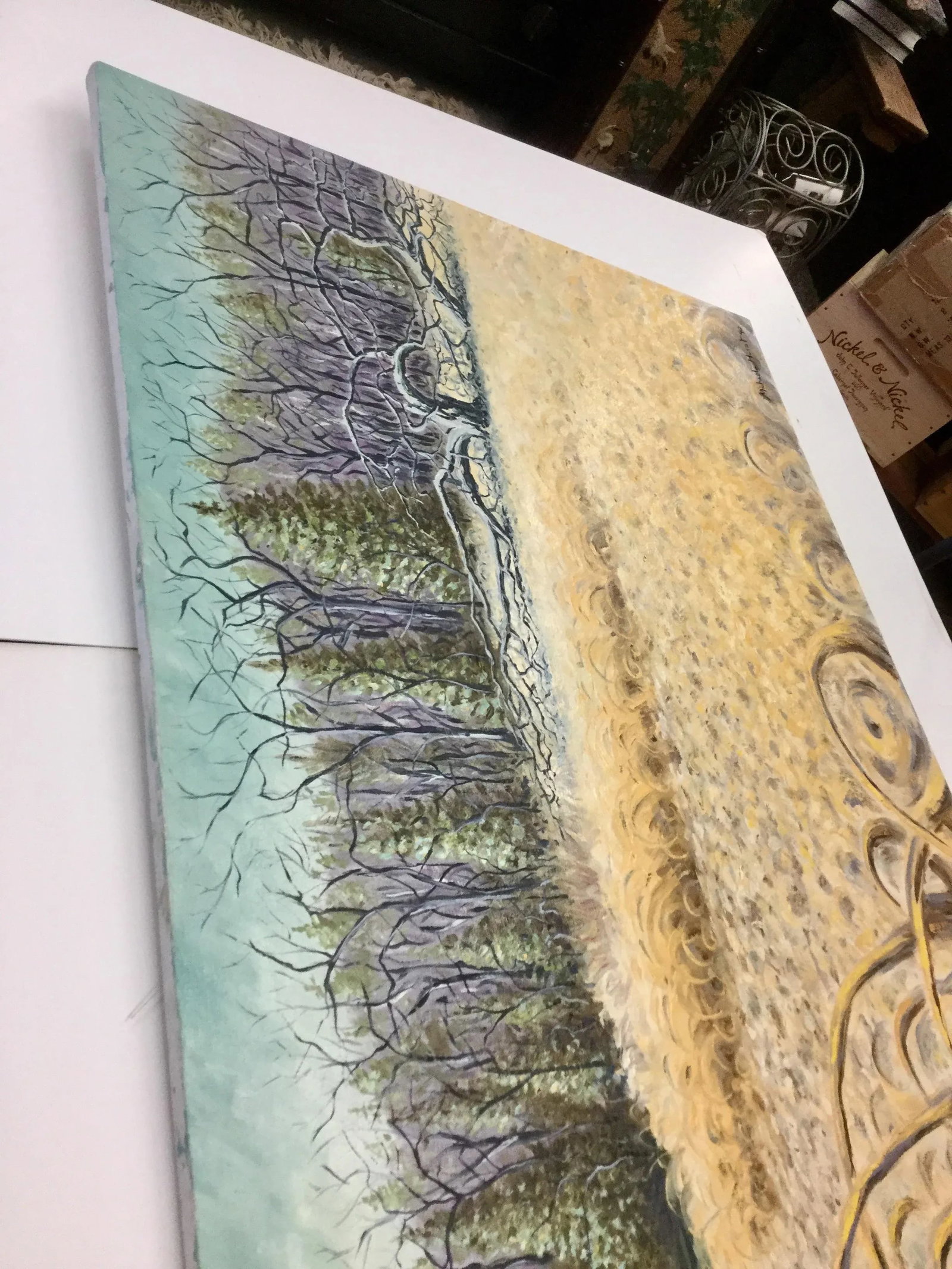Large 1990's Original Expressionist Landscape Oil Painting - 12