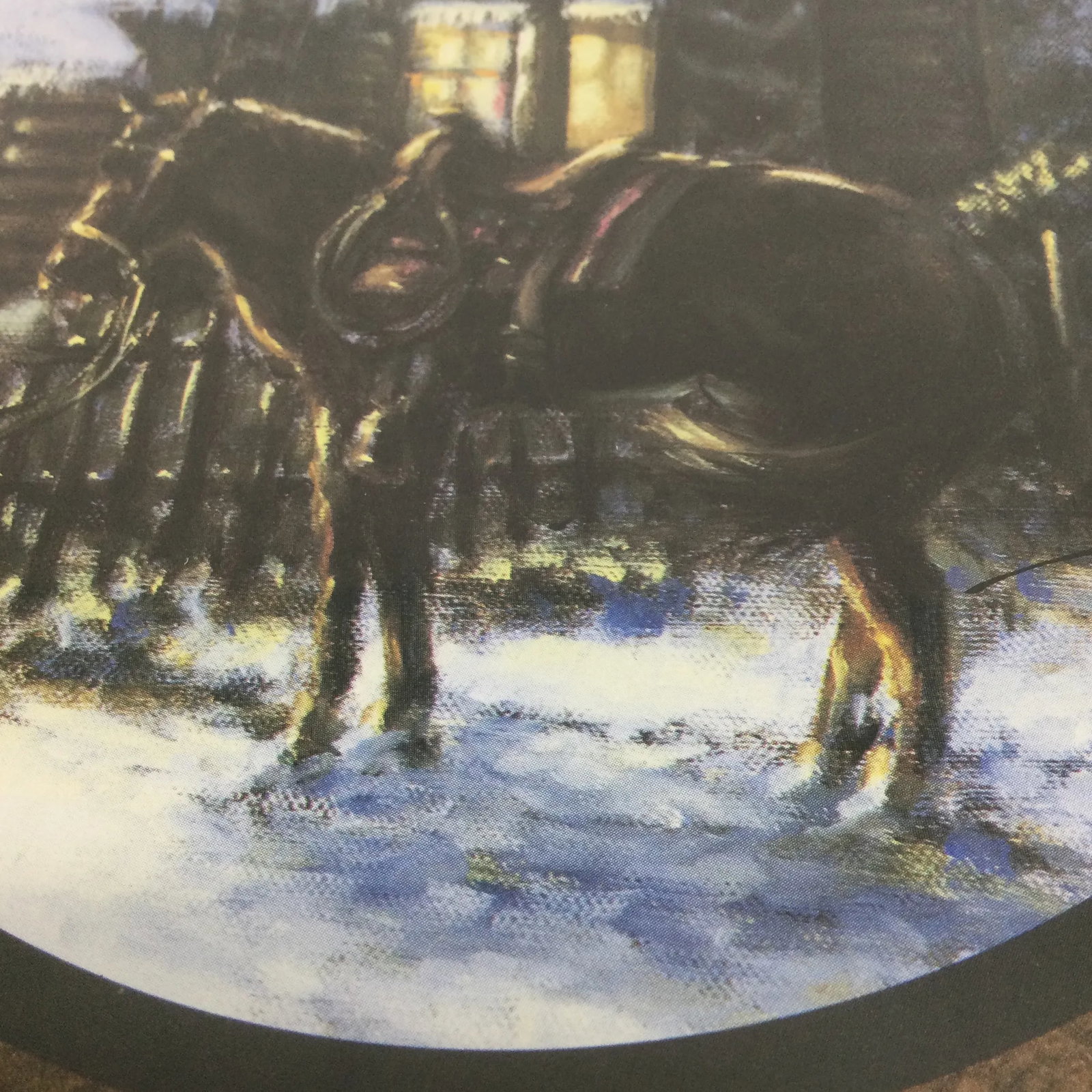 Vintage Wood Framed With Glass Solitary Horse - 8