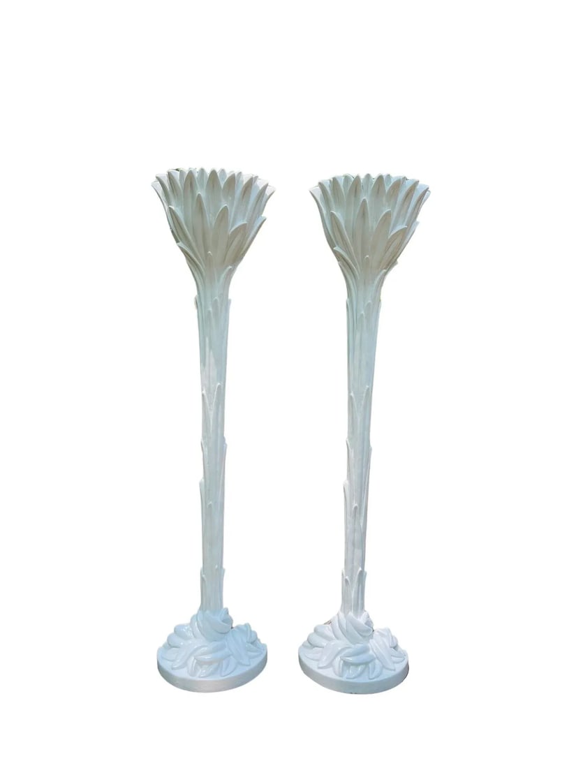 Serge Roche (French, 1898-1988) Pair Vintage Palm Tree Torchiere Lamps - 2