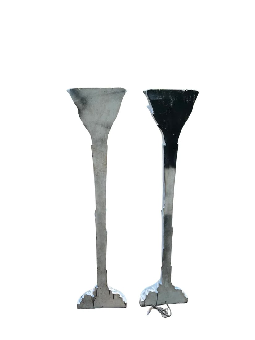 Serge Roche (French, 1898-1988) Pair Vintage Palm Tree Torchiere Lamps - 7