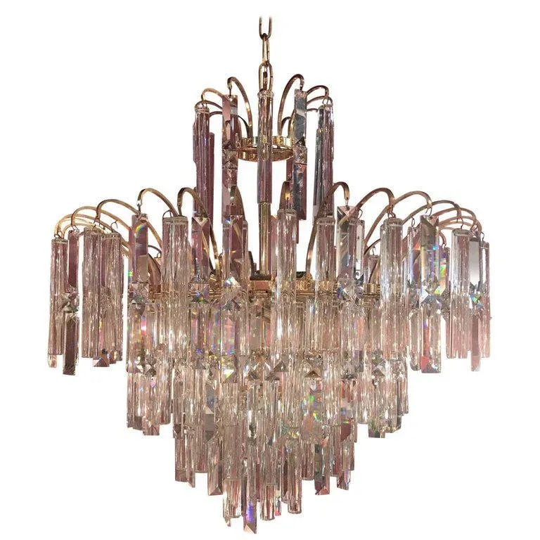 Vintage Crystal and Gold Plated Mid-Century Modern Chandelier - 10